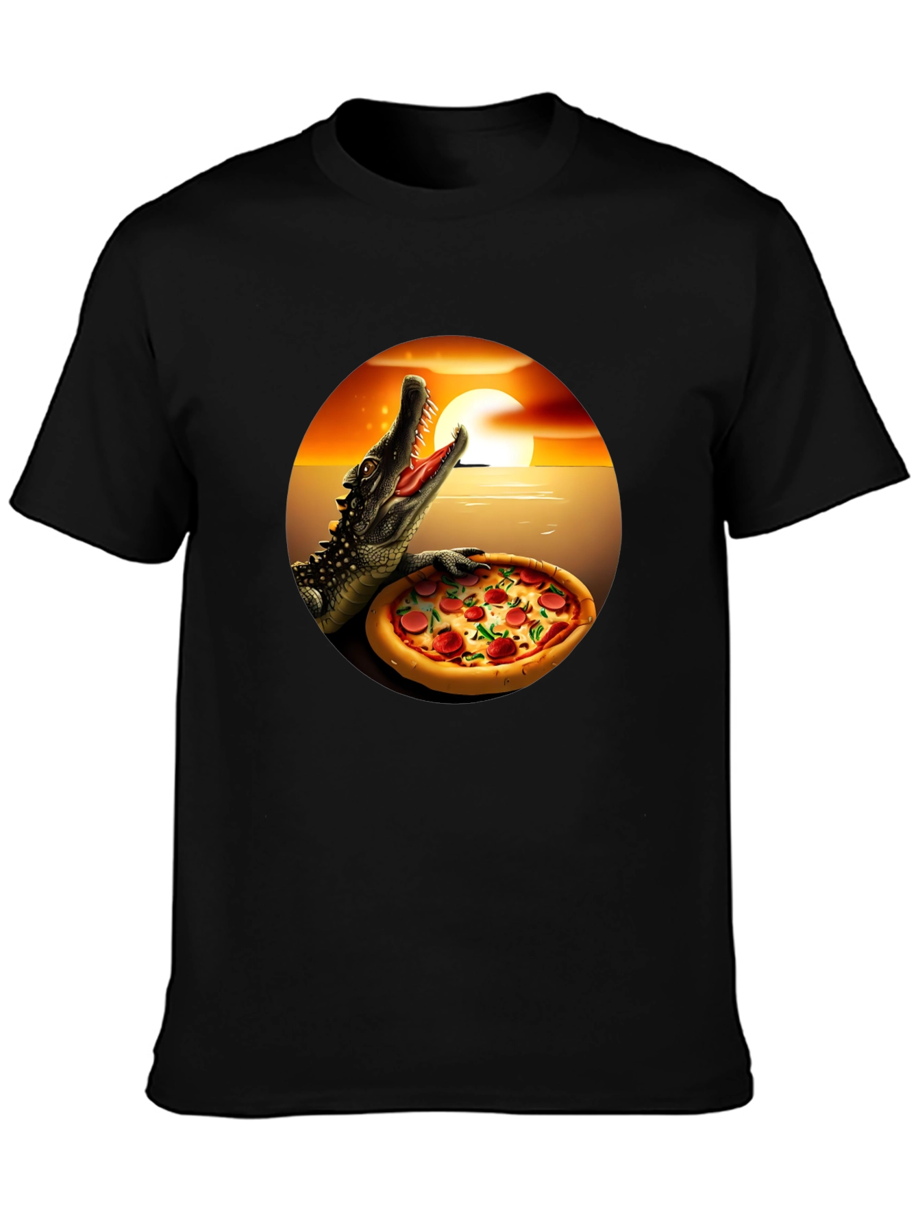 Pizza Gator Graphic T-Shirt - Novelty Design