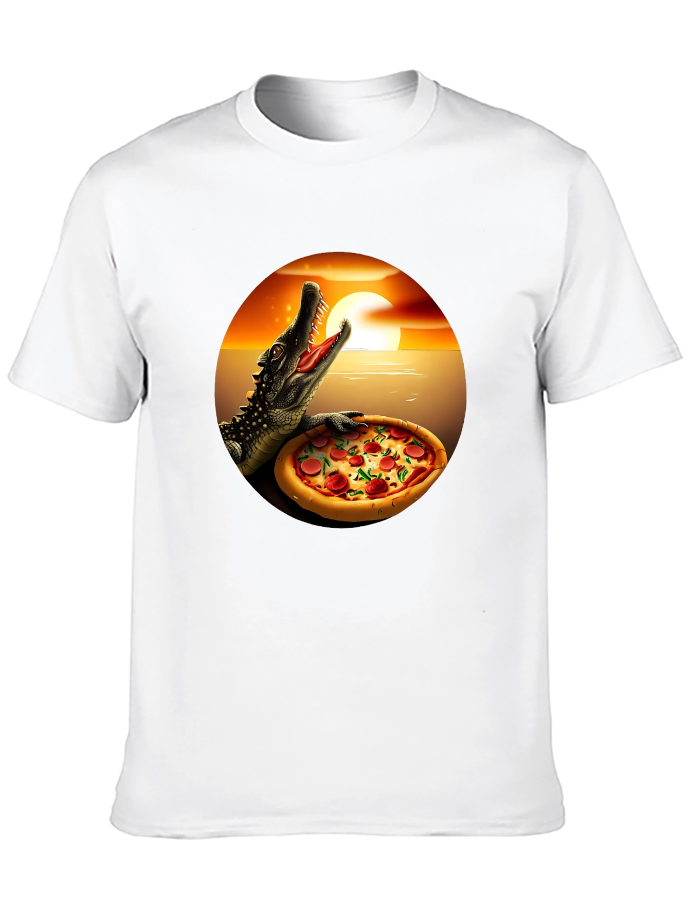 Pizza Gator Graphic T-Shirt - Novelty Design