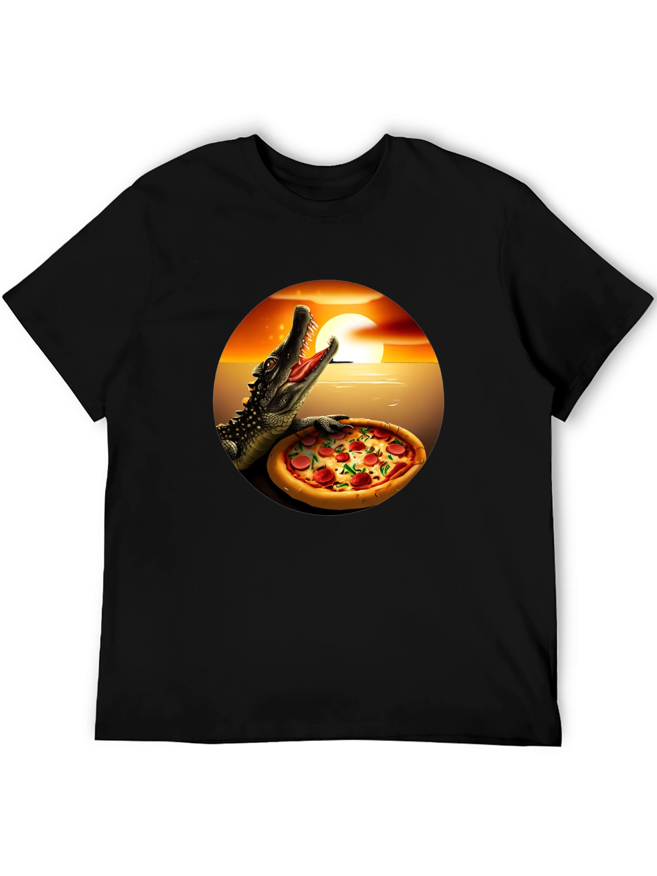 Pizza Gator Graphic T-Shirt - Novelty Design