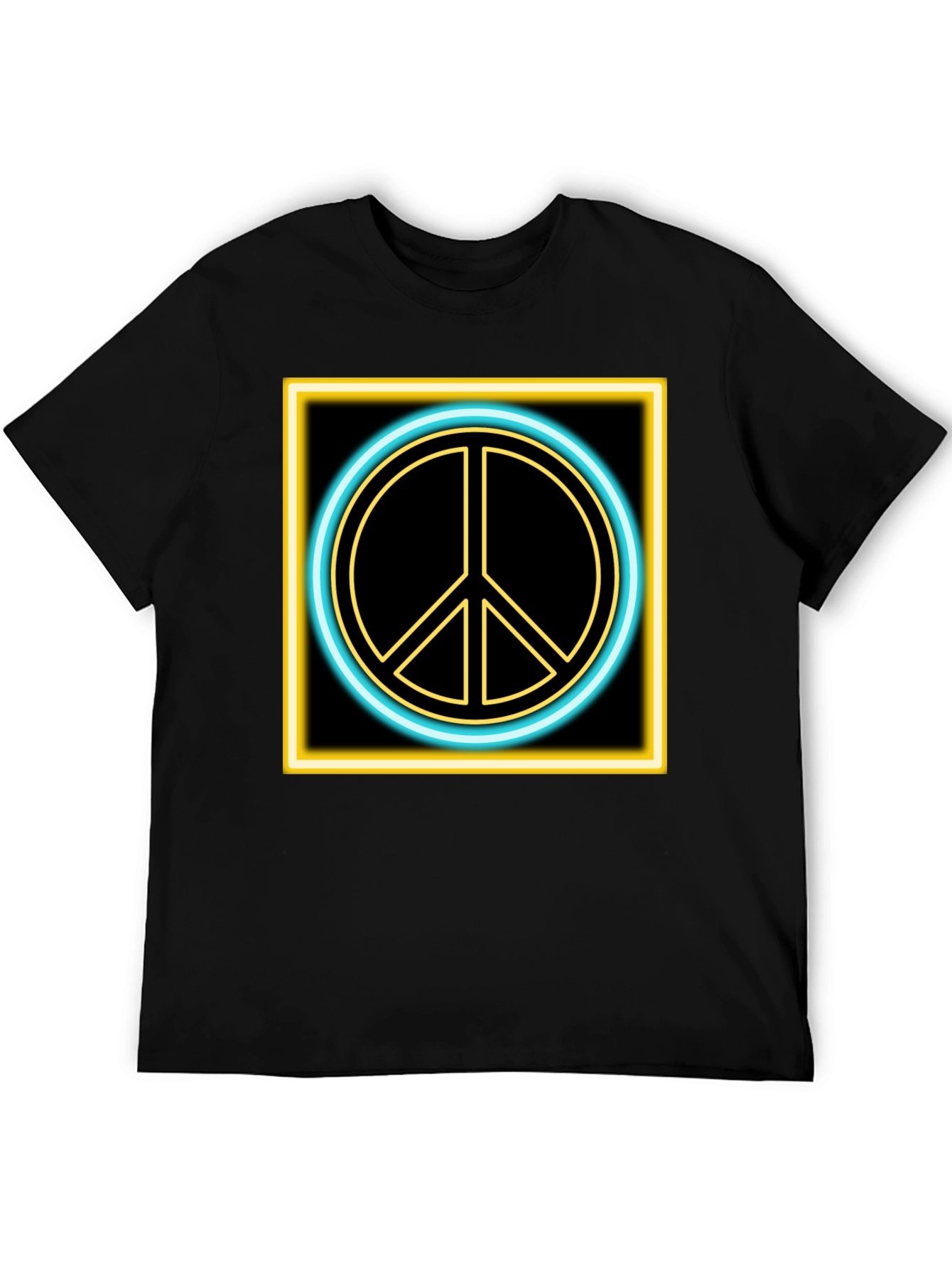 Neon Peace Sign Black T-Shirt