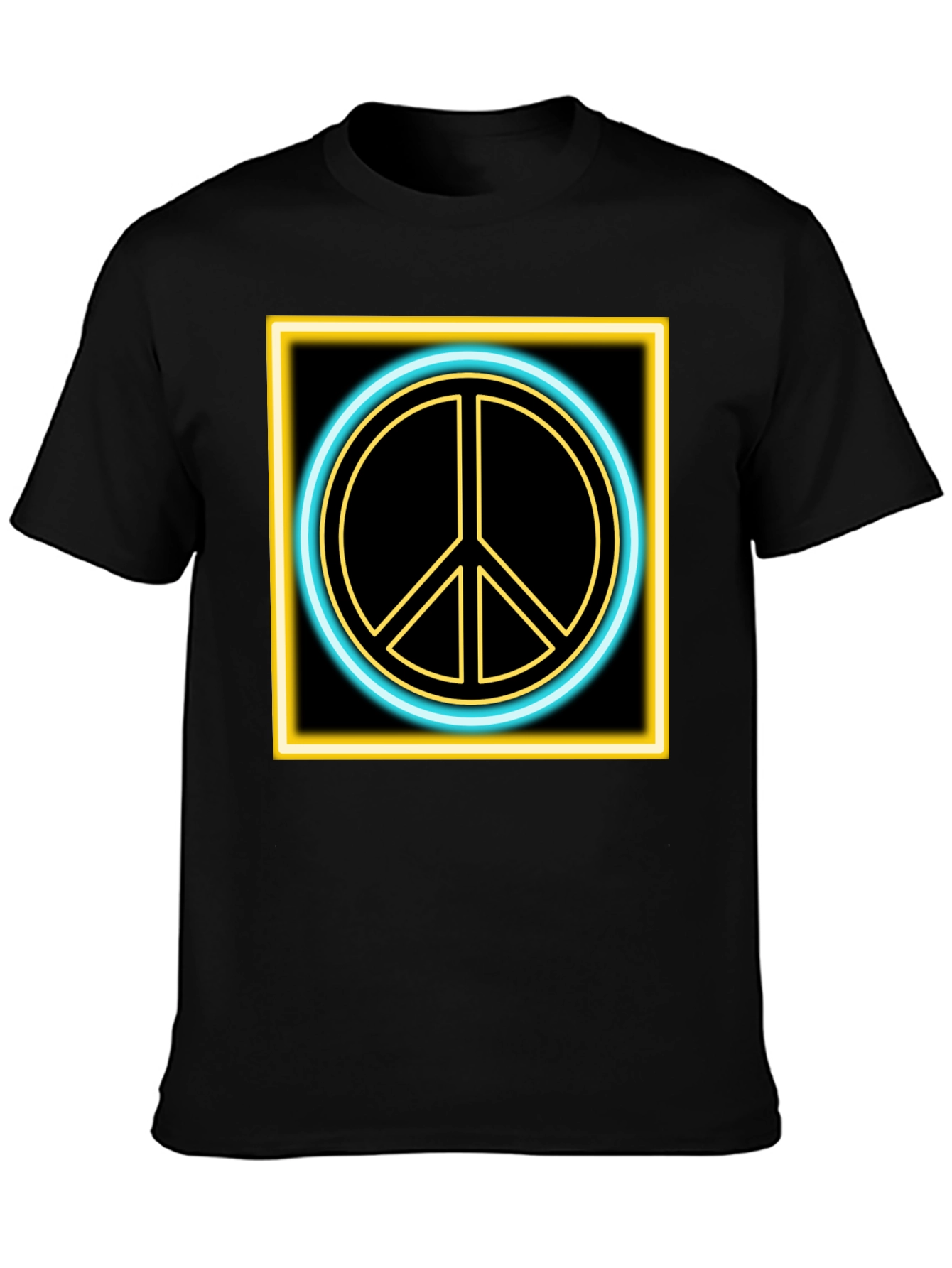 Neon Peace Sign Black T-Shirt