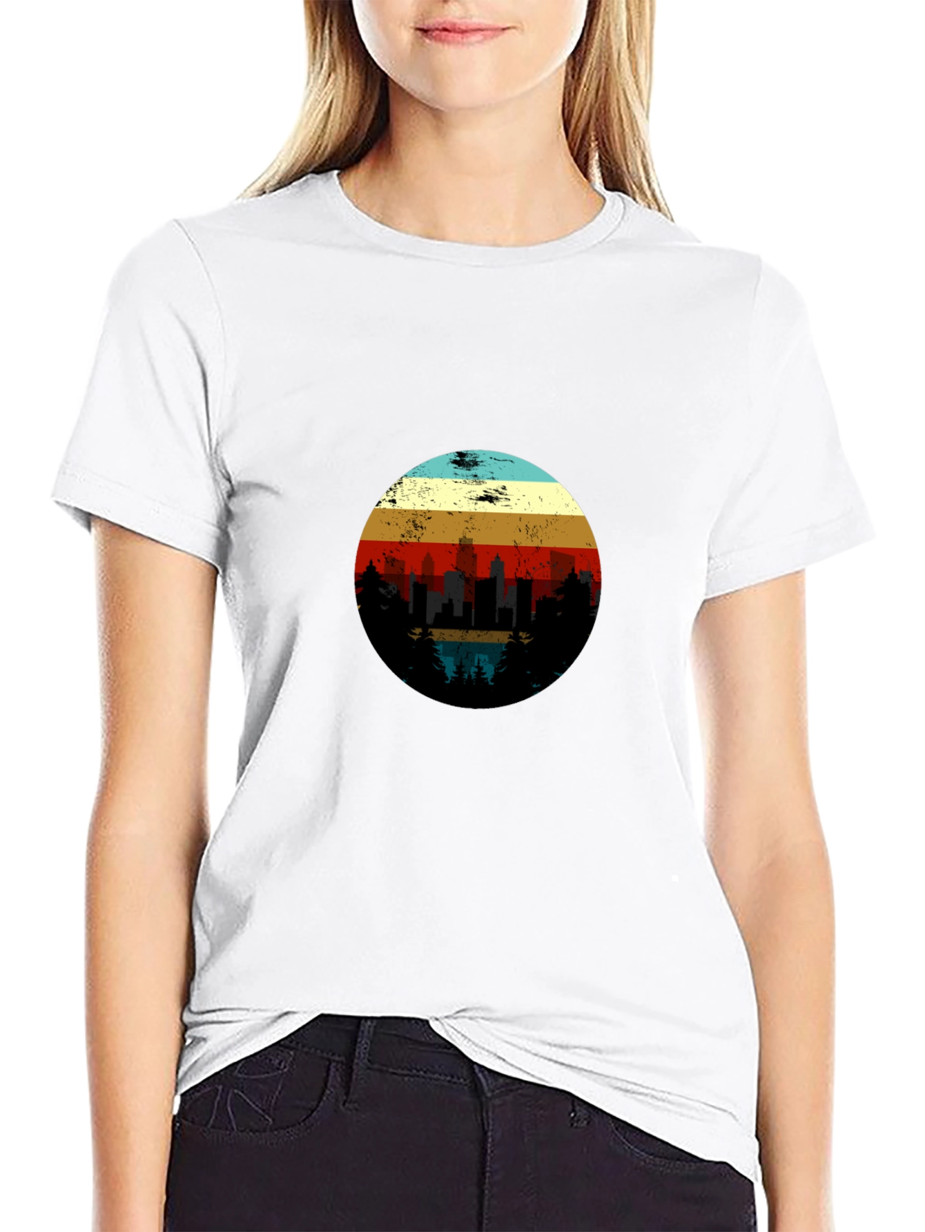 Retro Sunset Cityscape Graphic Tee
