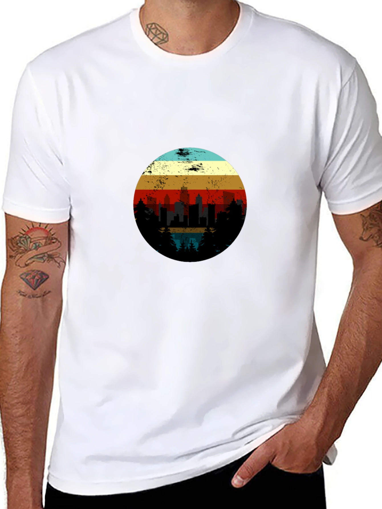 Retro Sunset Cityscape Graphic Tee