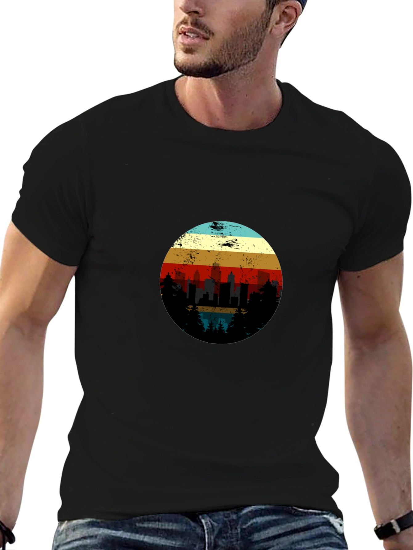 Retro Sunset Cityscape Graphic Tee