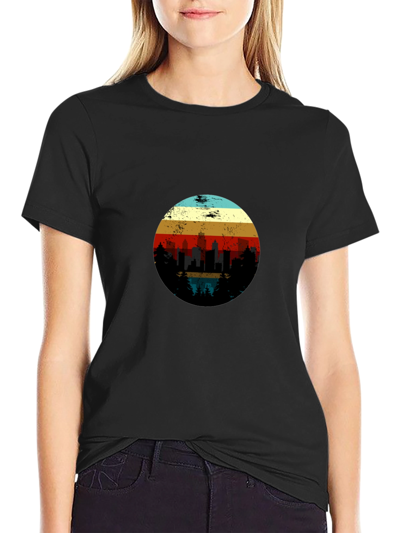 Retro Sunset Cityscape Graphic Tee