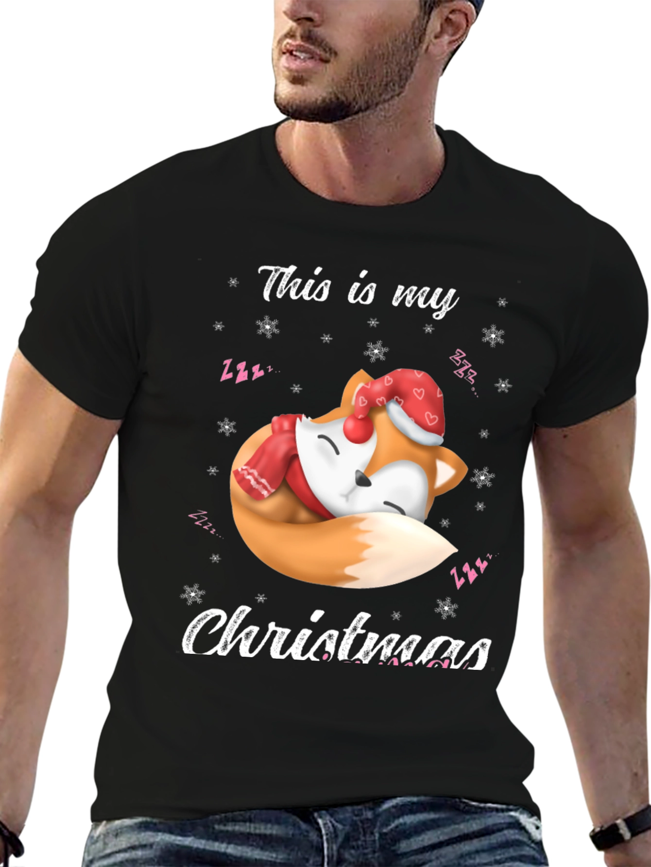 Christmas Fox Graphic Tee - Holiday Gift Idea