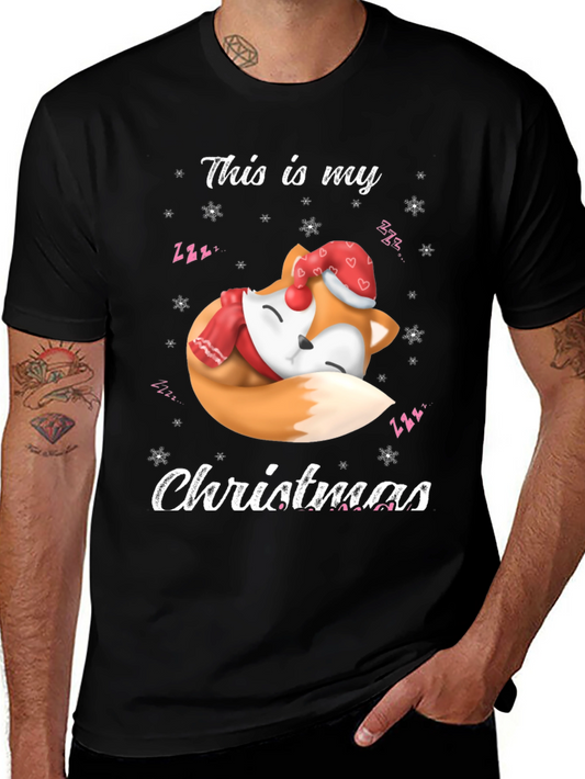 Christmas Fox Graphic Tee - Holiday Gift Idea