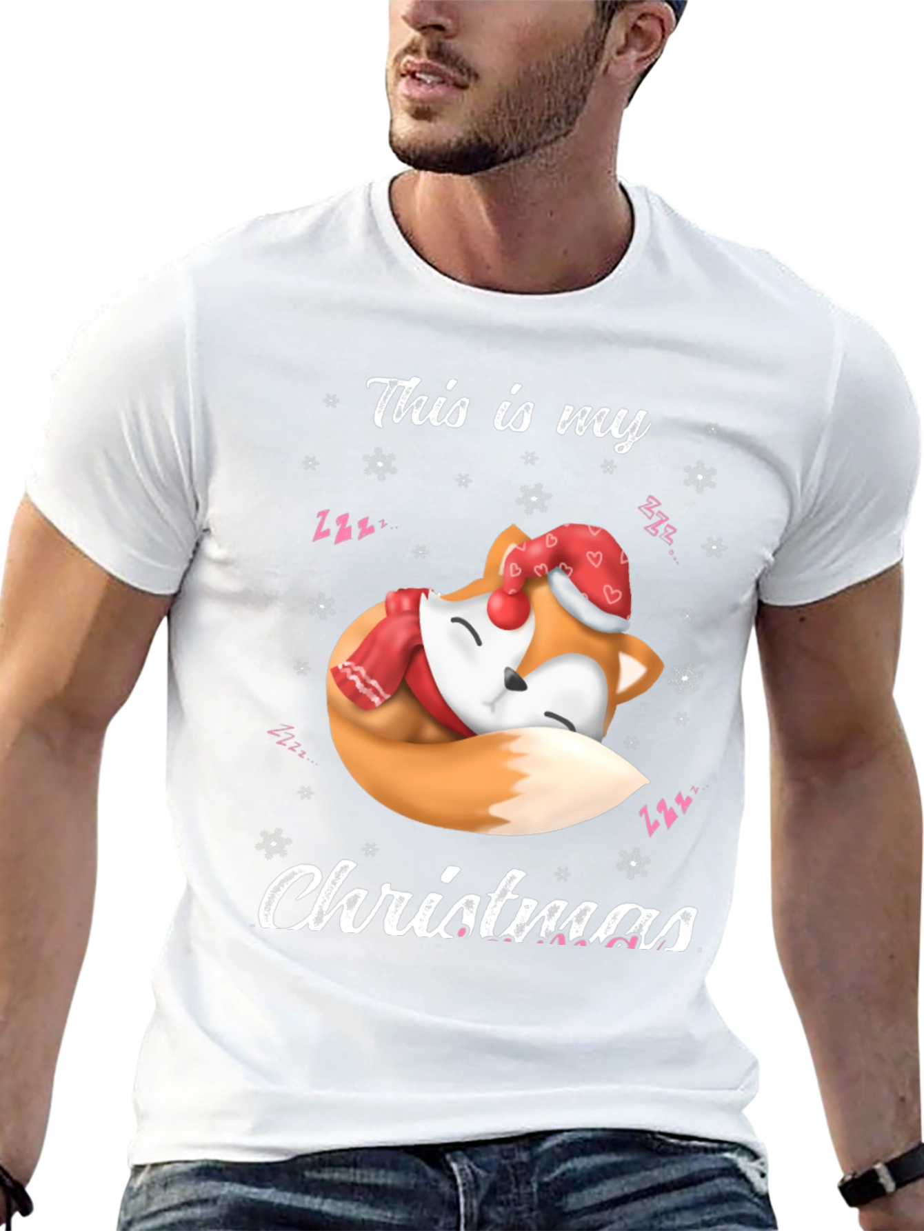 Christmas Fox Graphic Tee - Holiday Gift Idea