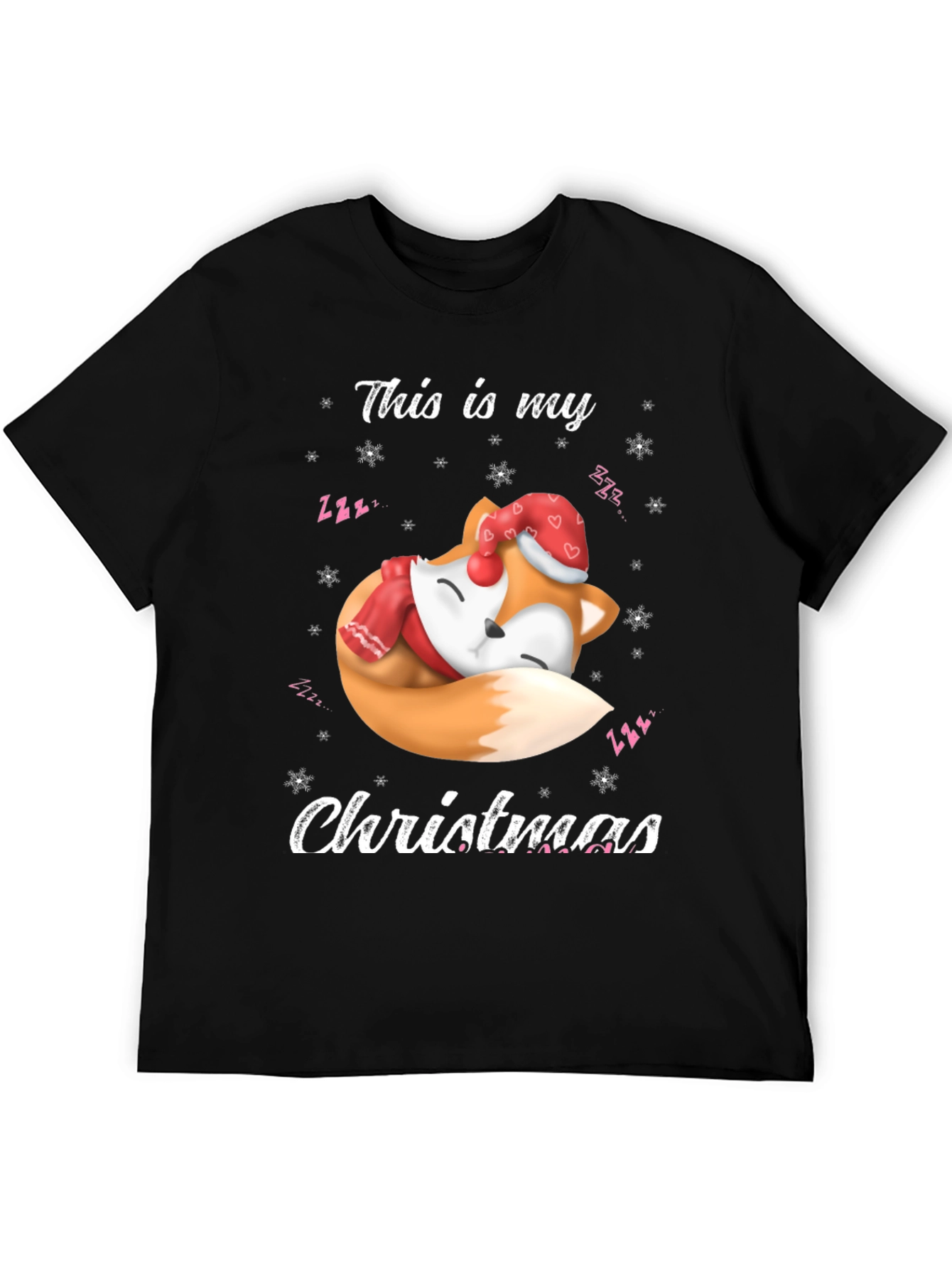 Christmas Fox Graphic Tee - Holiday Gift Idea