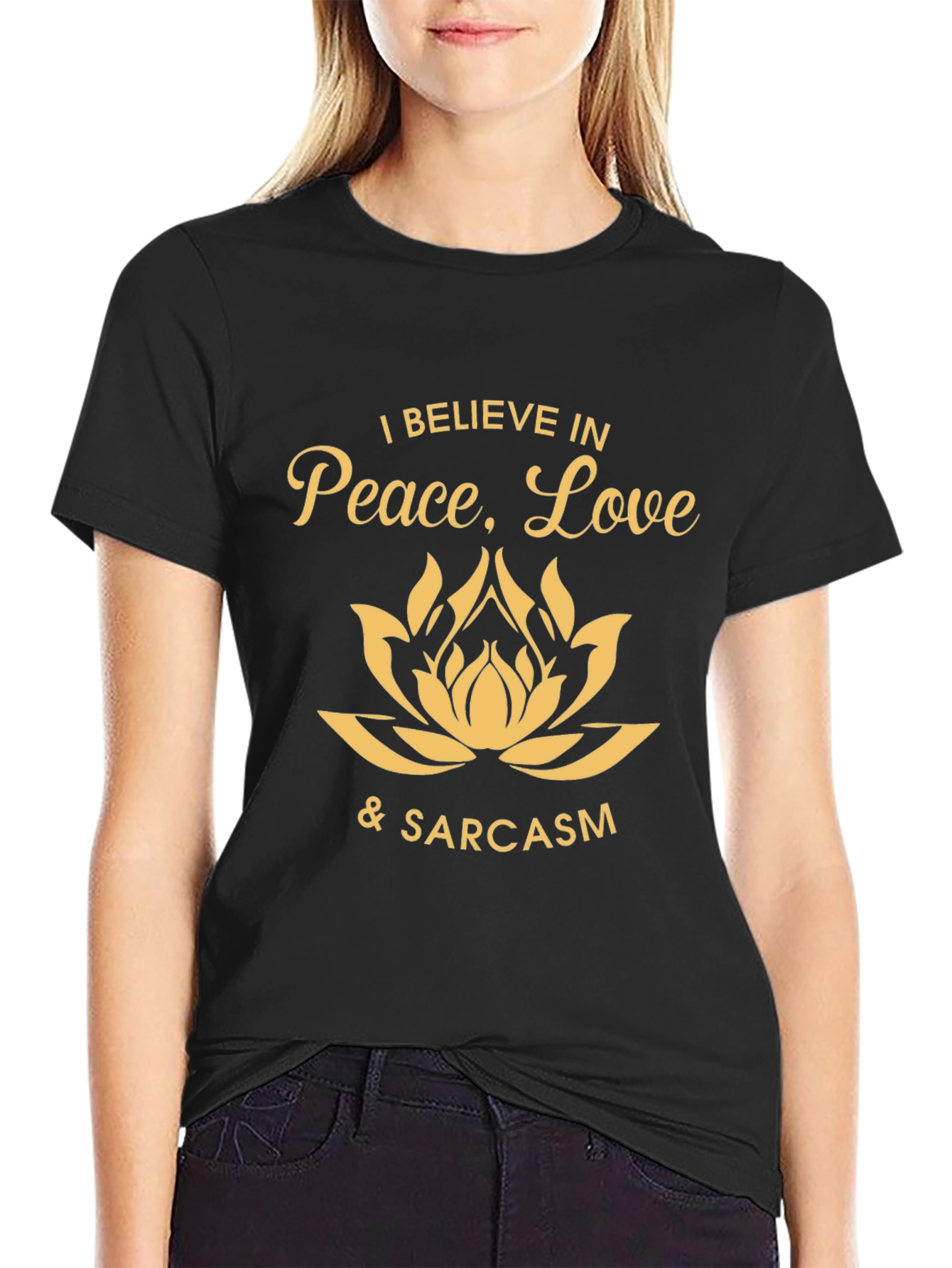 Peace Love & Sarcasm Graphic Tee - Black
