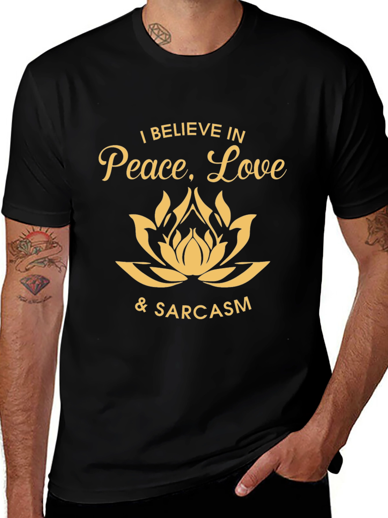 Peace Love & Sarcasm Graphic Tee - Black