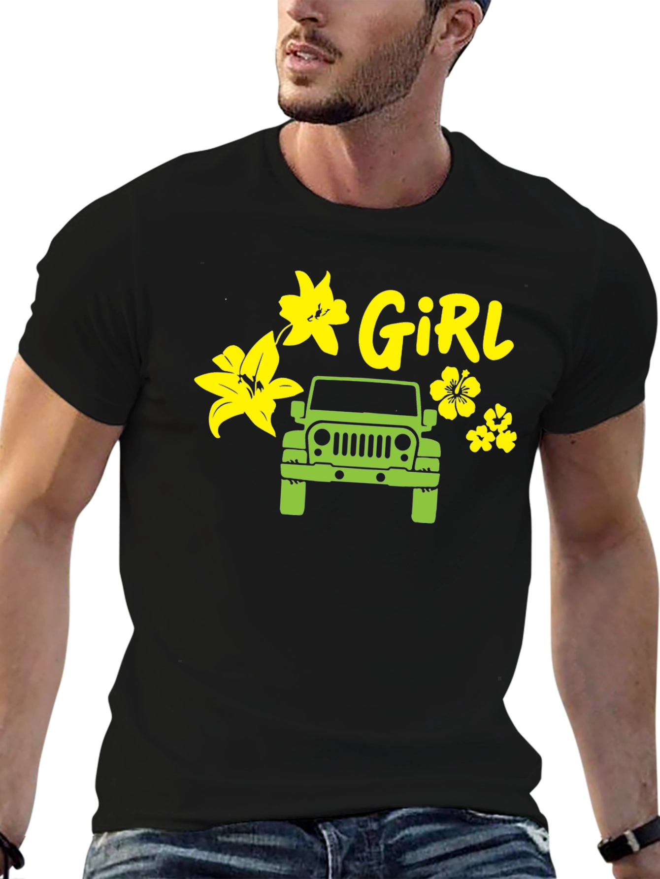 Girl Jeep Tee - Flower Power Off-Road Style