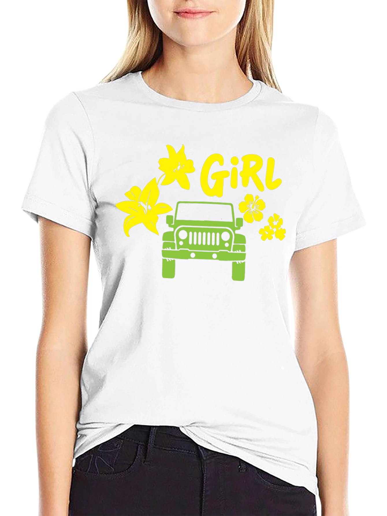 Girl Jeep Tee - Flower Power Off-Road Style