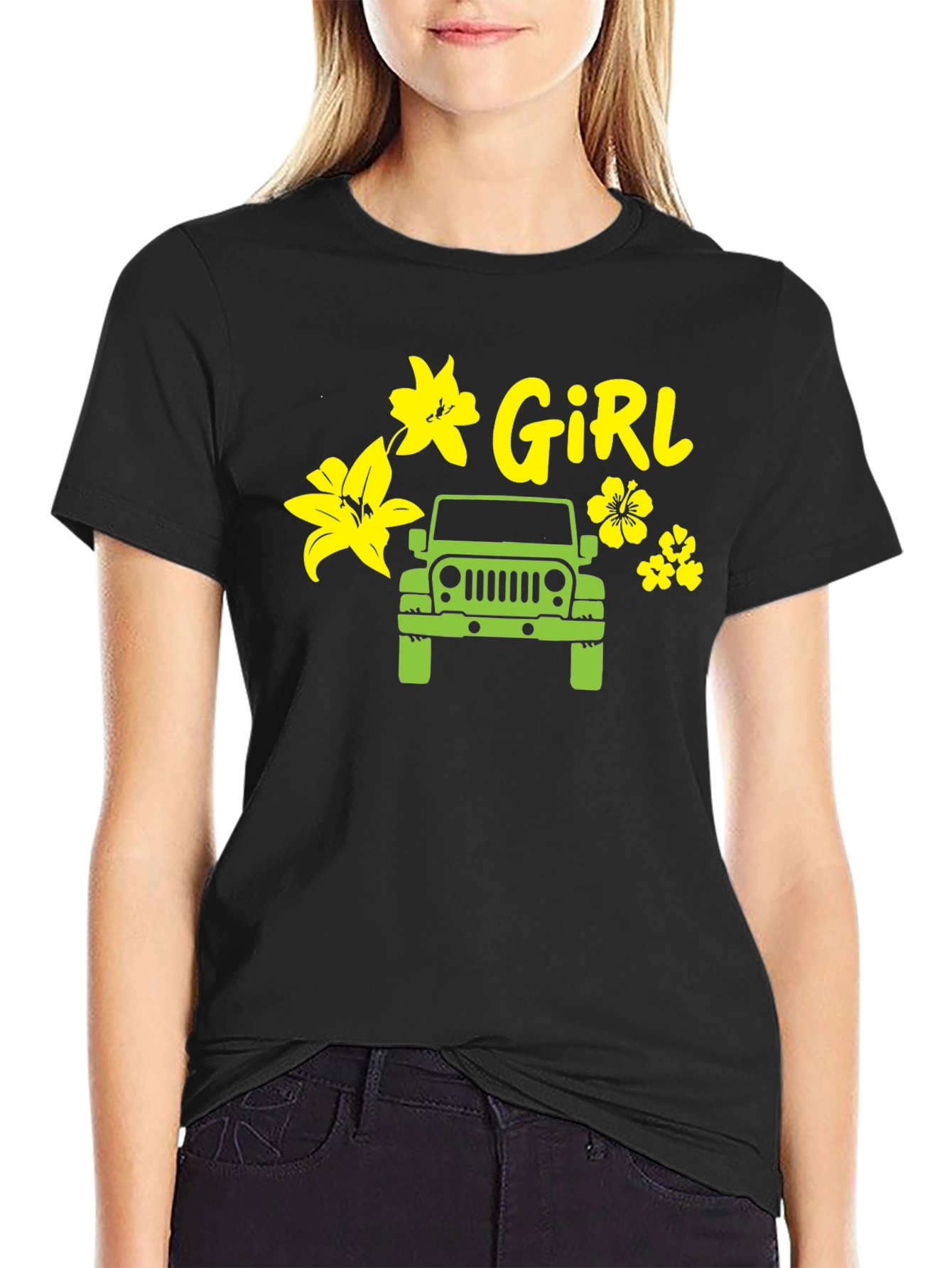 Girl Jeep Tee - Flower Power Off-Road Style