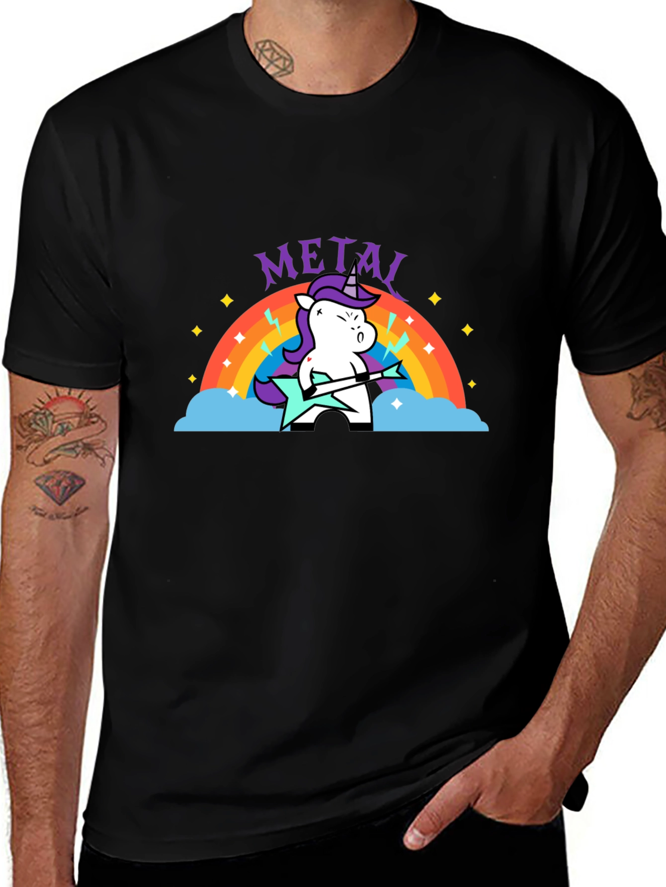 Unicorn Metal Guitarist Graphic Tee