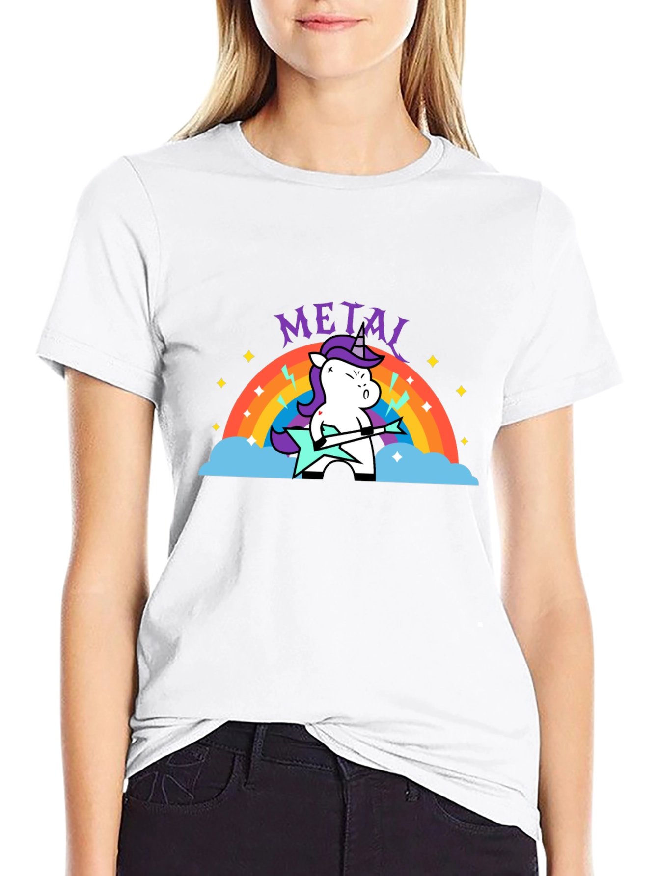 Unicorn Metal Guitarist Graphic Tee