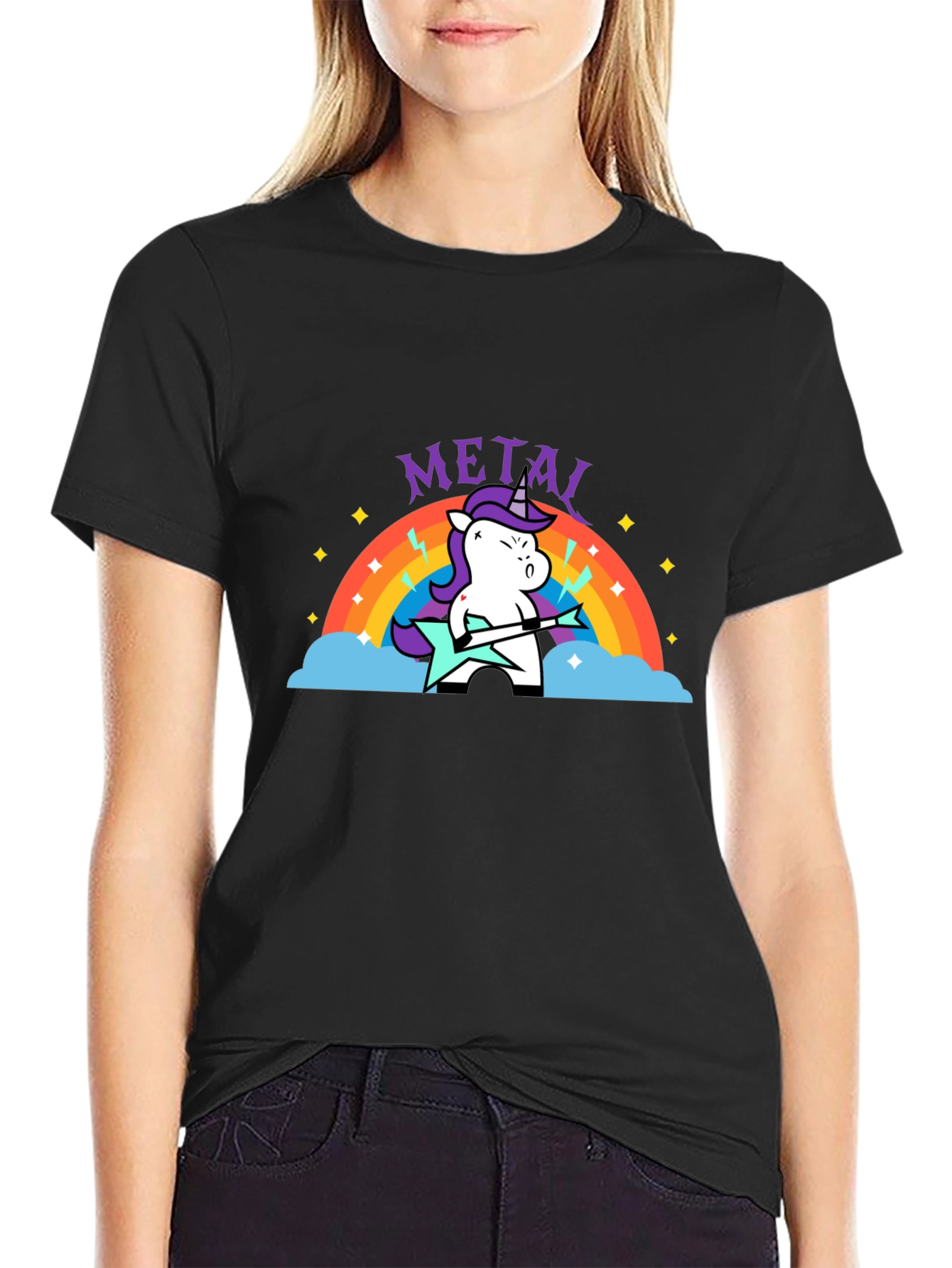 Unicorn Metal Guitarist Graphic Tee