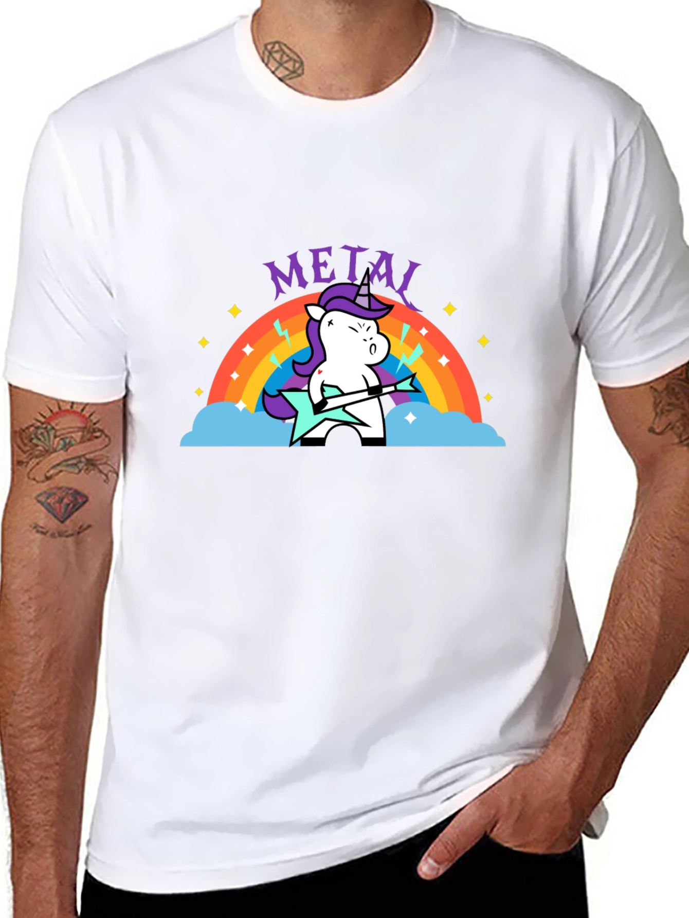 Unicorn Metal Guitarist Graphic Tee