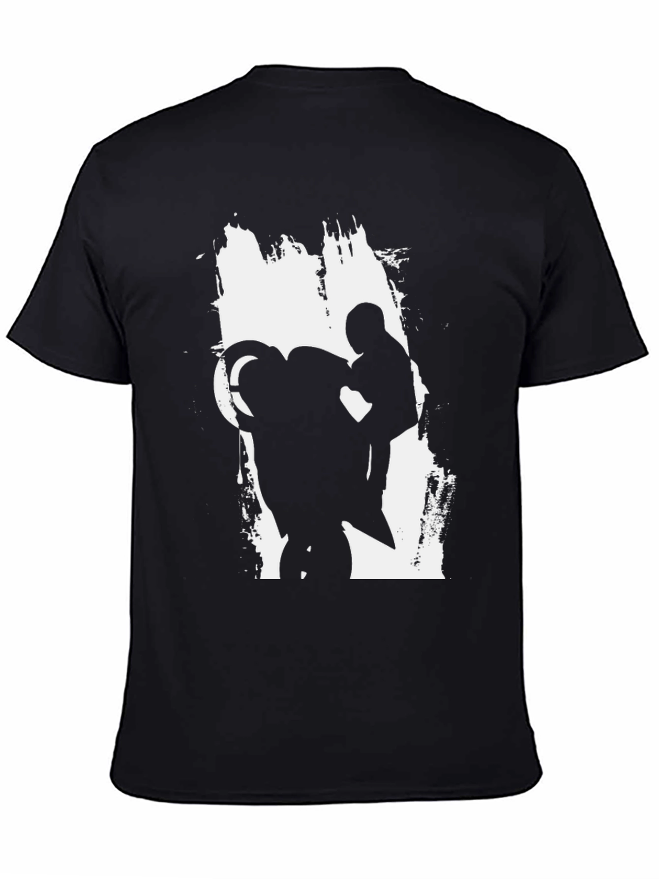 Motorcycle Wheelie Graphic Tee - Black