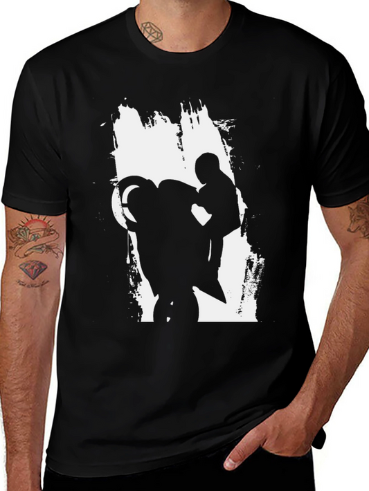 Motorcycle Wheelie Graphic Tee - Black