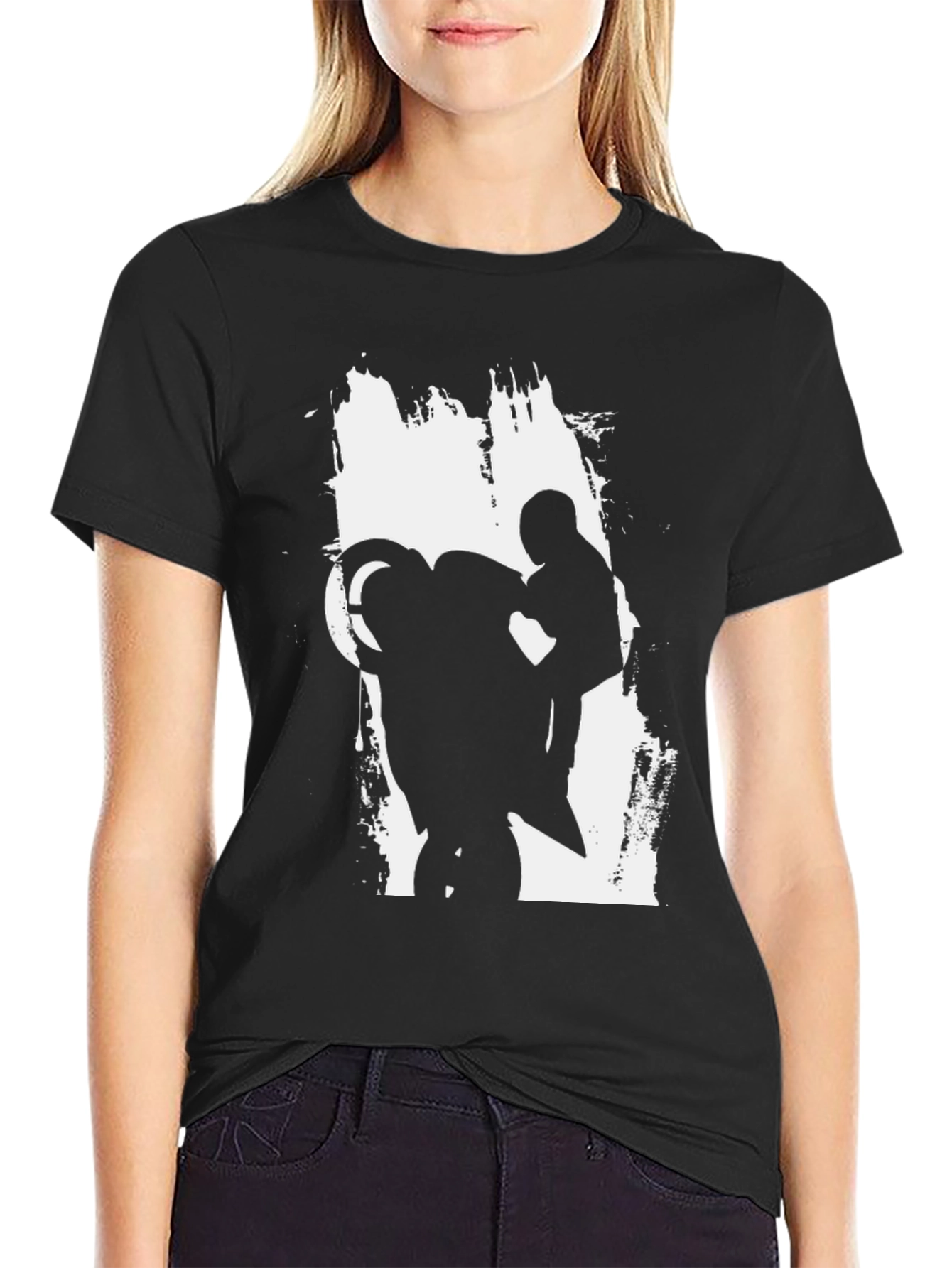 Motorcycle Wheelie Graphic Tee - Black
