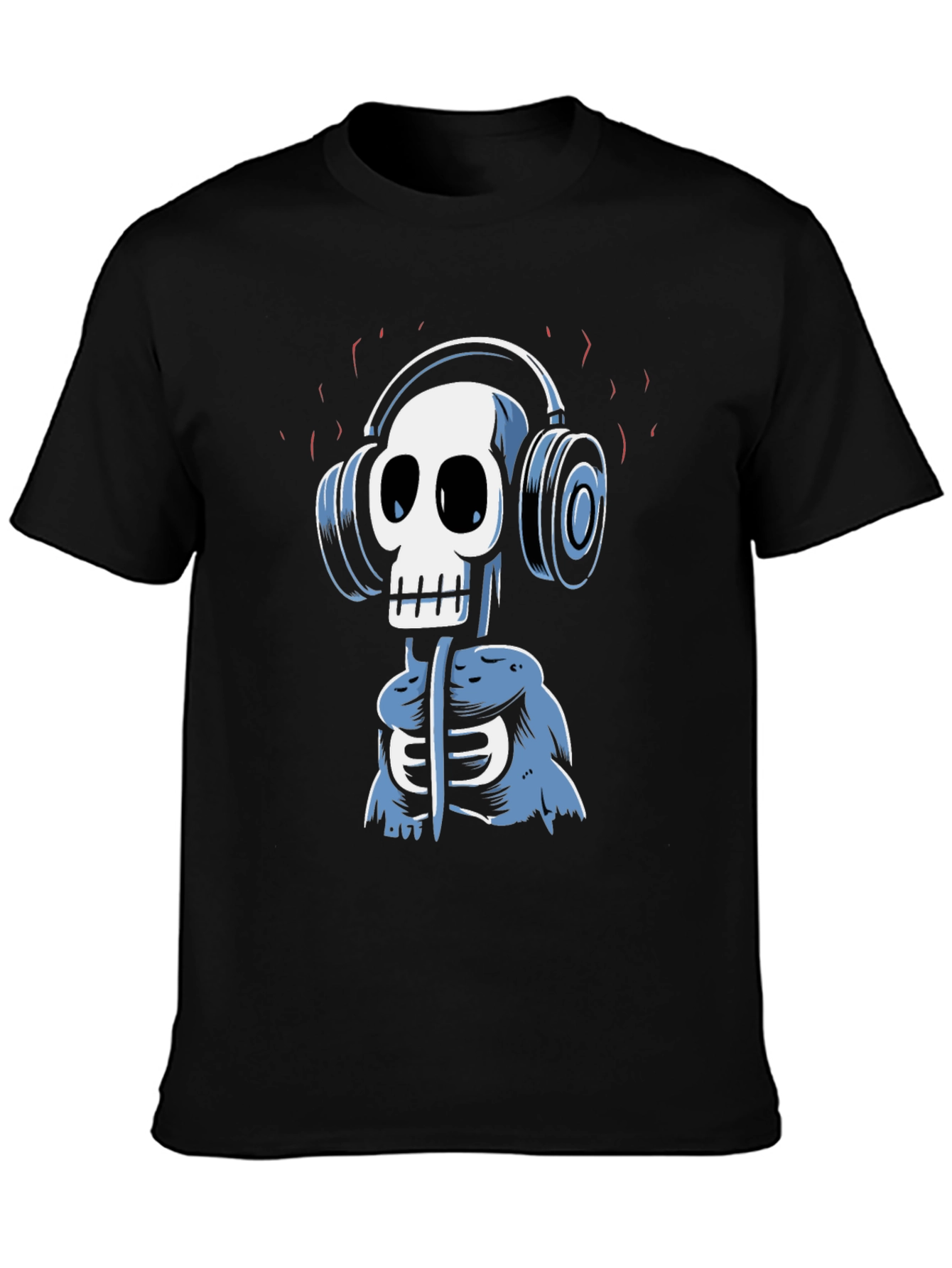 Skull DJ Graphic Tee - Black Cotton T-Shirt