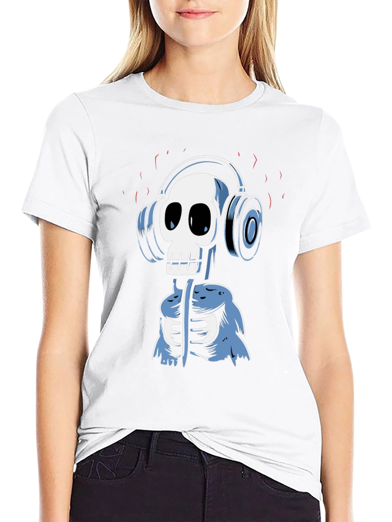 Skull DJ Graphic Tee - Black Cotton T-Shirt