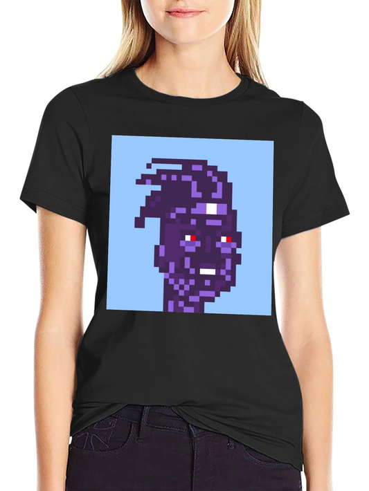 Pixel Art Purple Alien Graphic T-Shirt