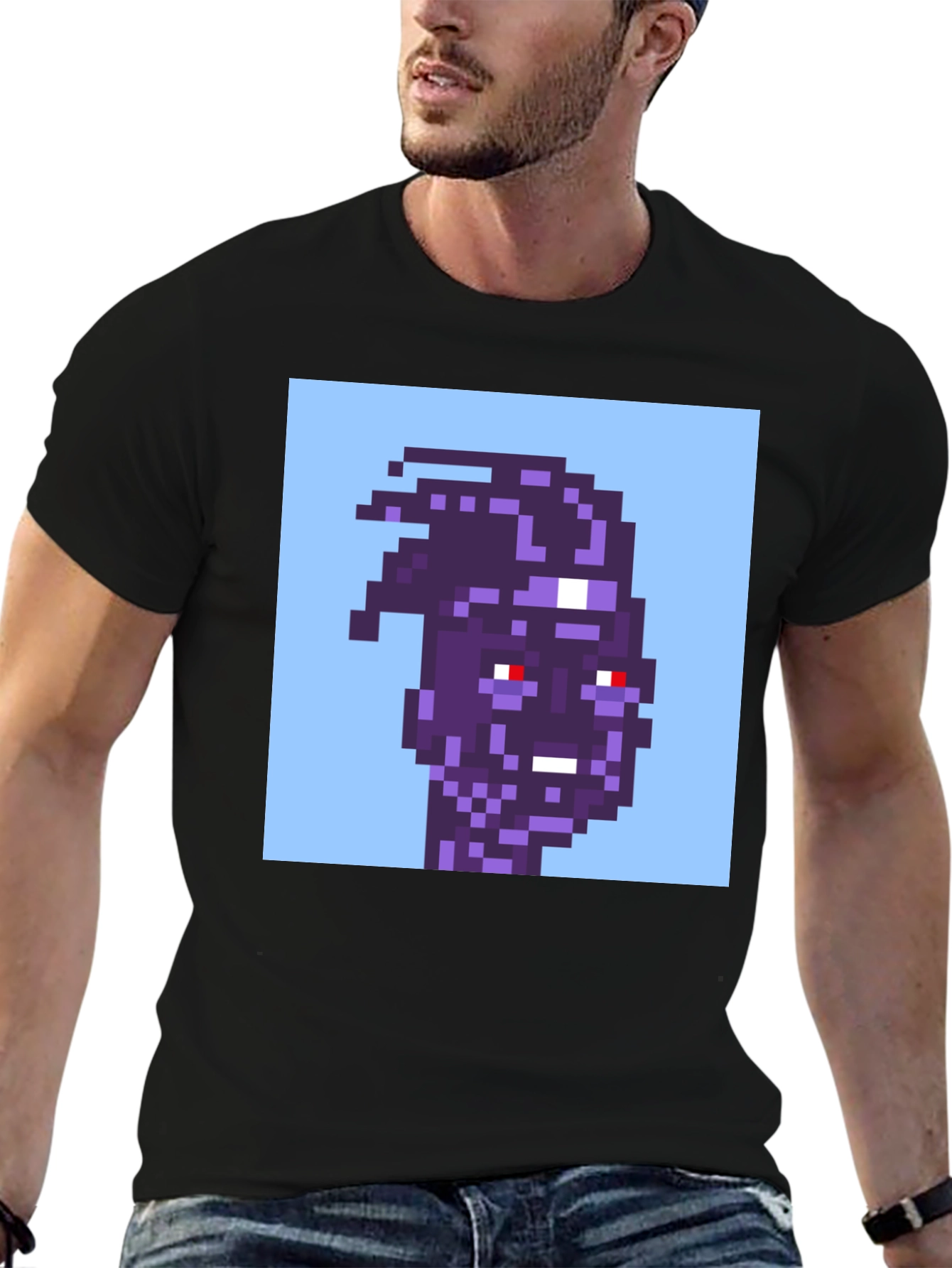 Pixel Art Purple Alien Graphic T-Shirt