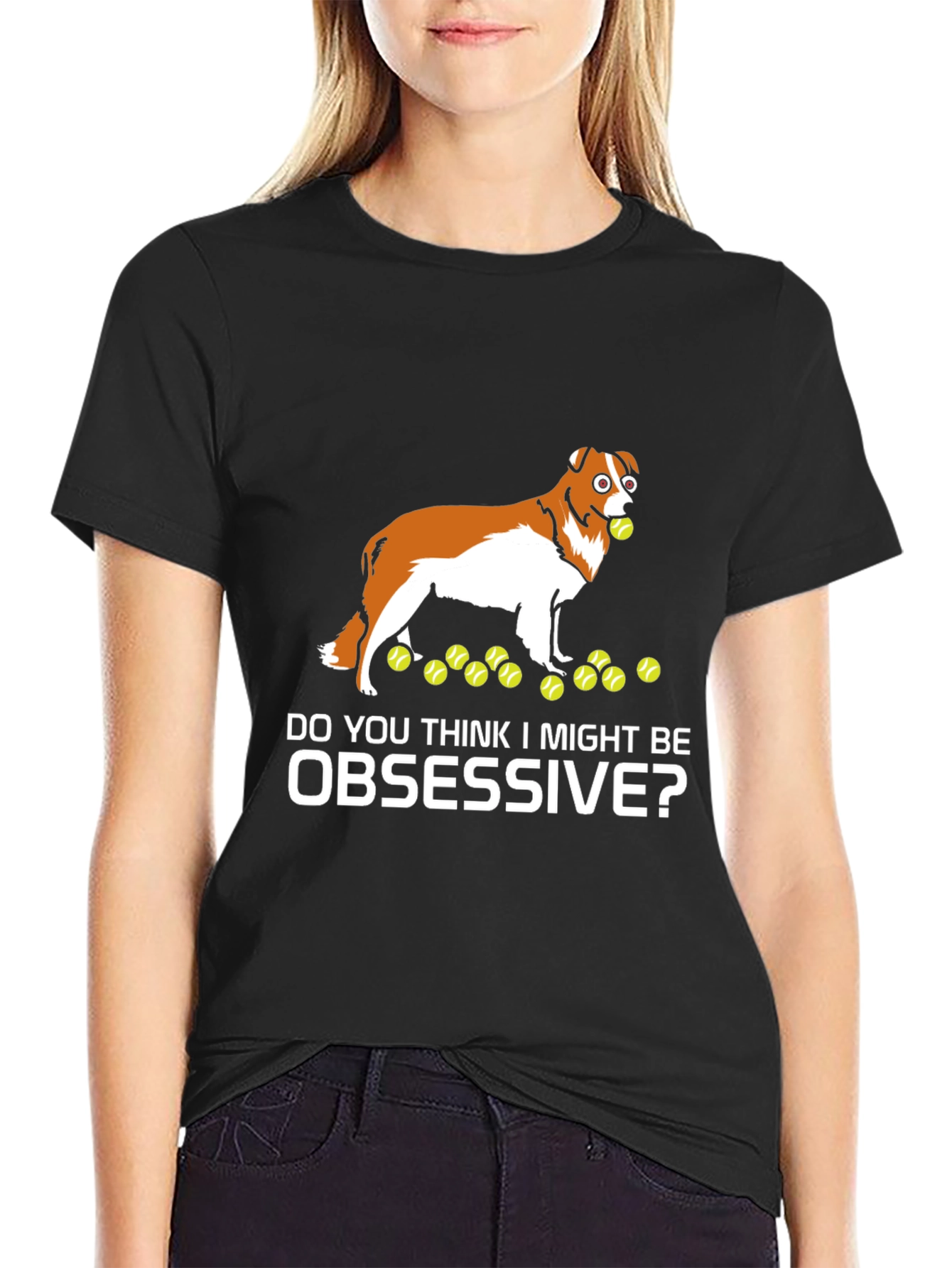 Obsessive Dog Tennis Ball Graphic T-Shirt