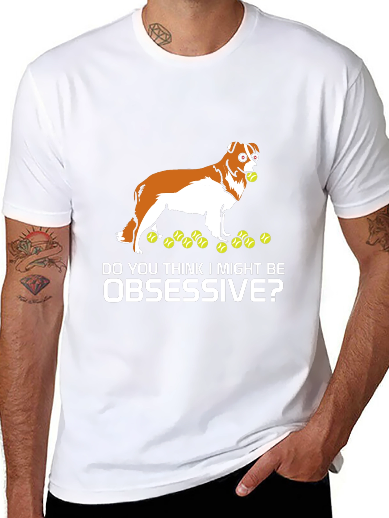 Obsessive Dog Tennis Ball Graphic T-Shirt