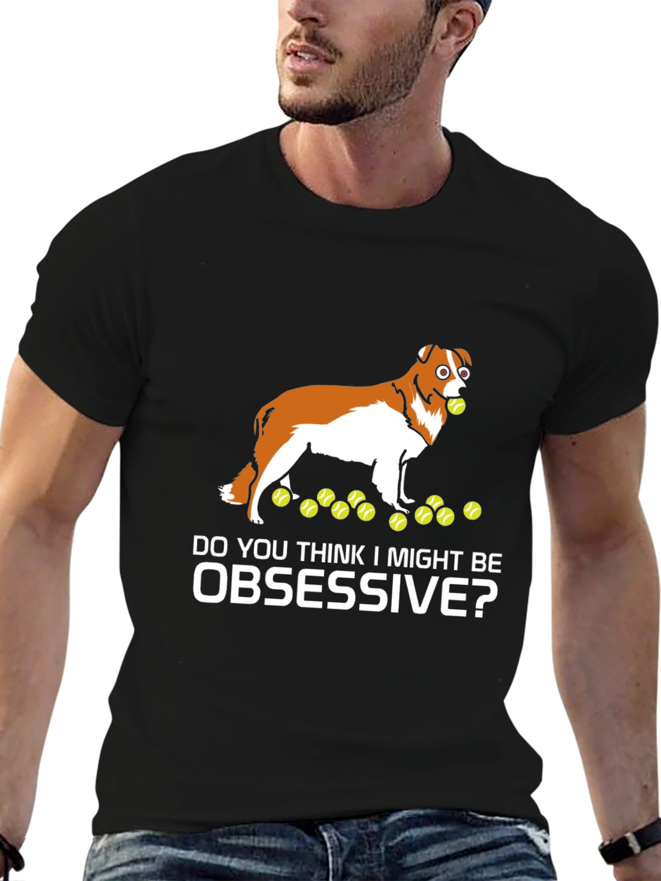 Obsessive Dog Tennis Ball Graphic T-Shirt