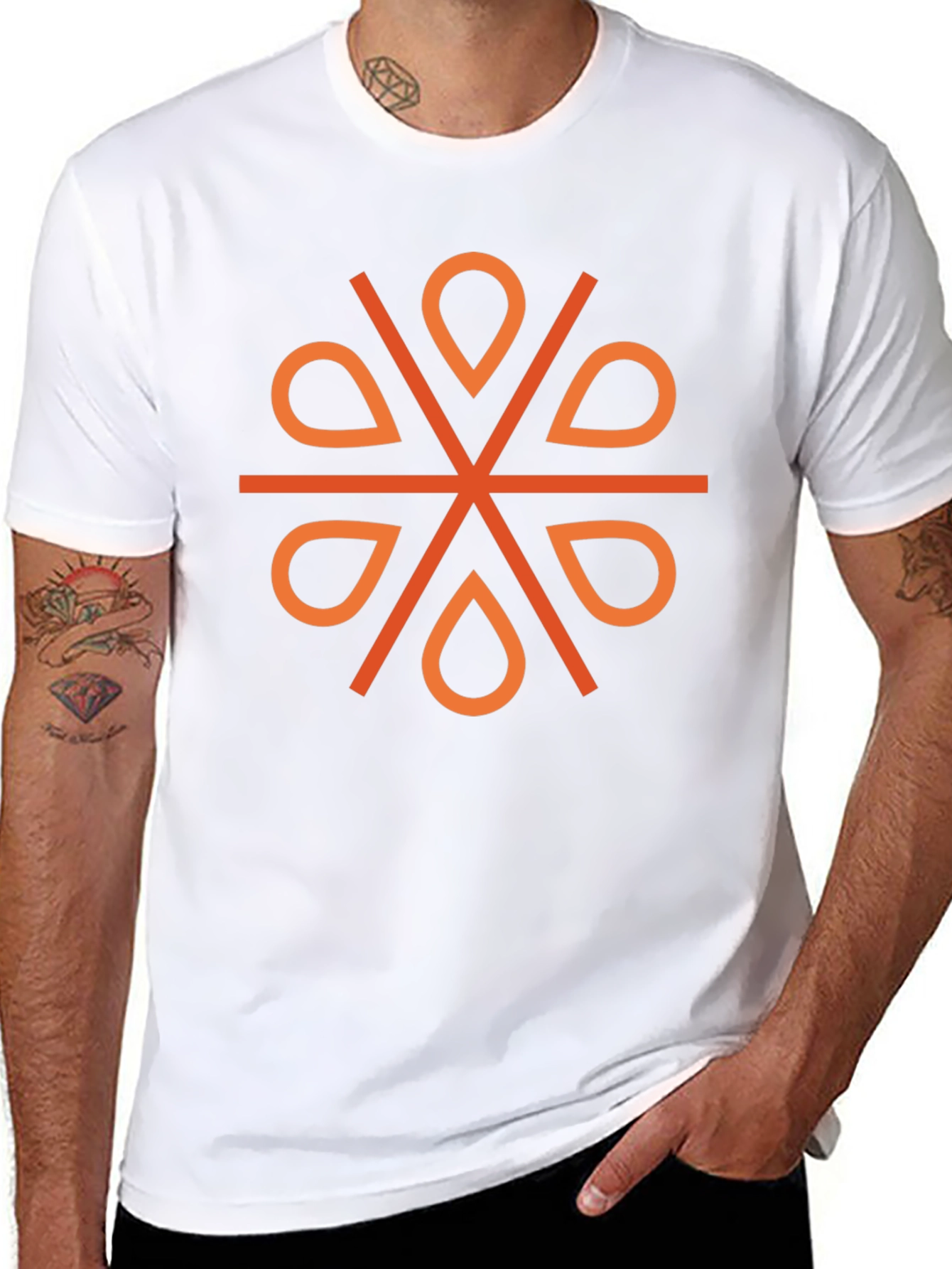 Geometric Orange Floral Tee