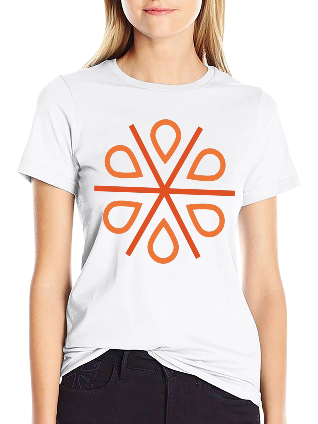 Geometric Orange Floral Tee