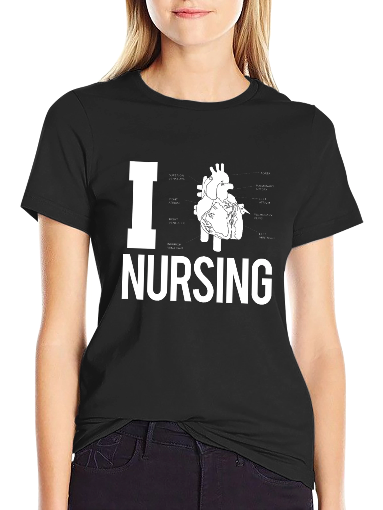 I Heart Nursing Black T-Shirt