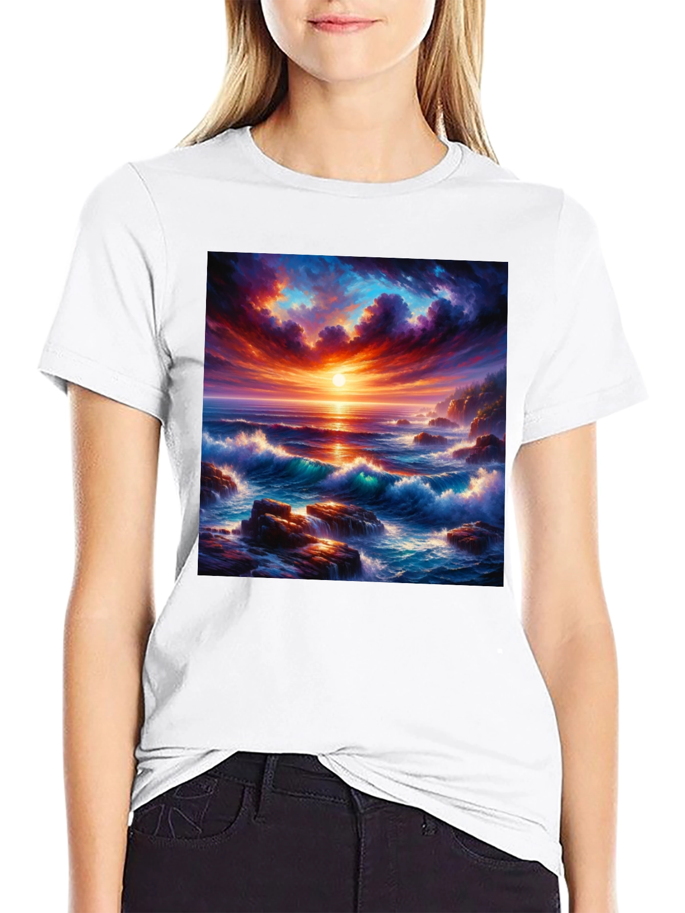 Ocean Sunset Graphic Tee - Stunning Wave Design