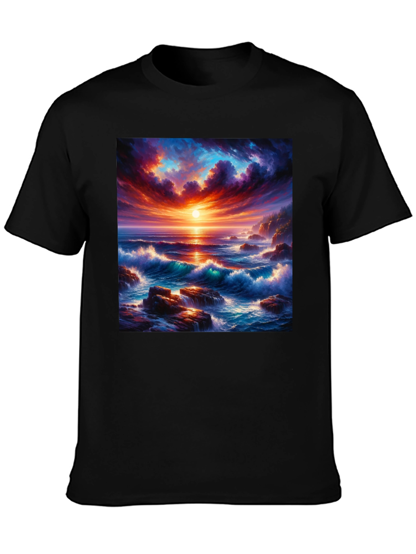 Ocean Sunset Graphic Tee - Stunning Wave Design