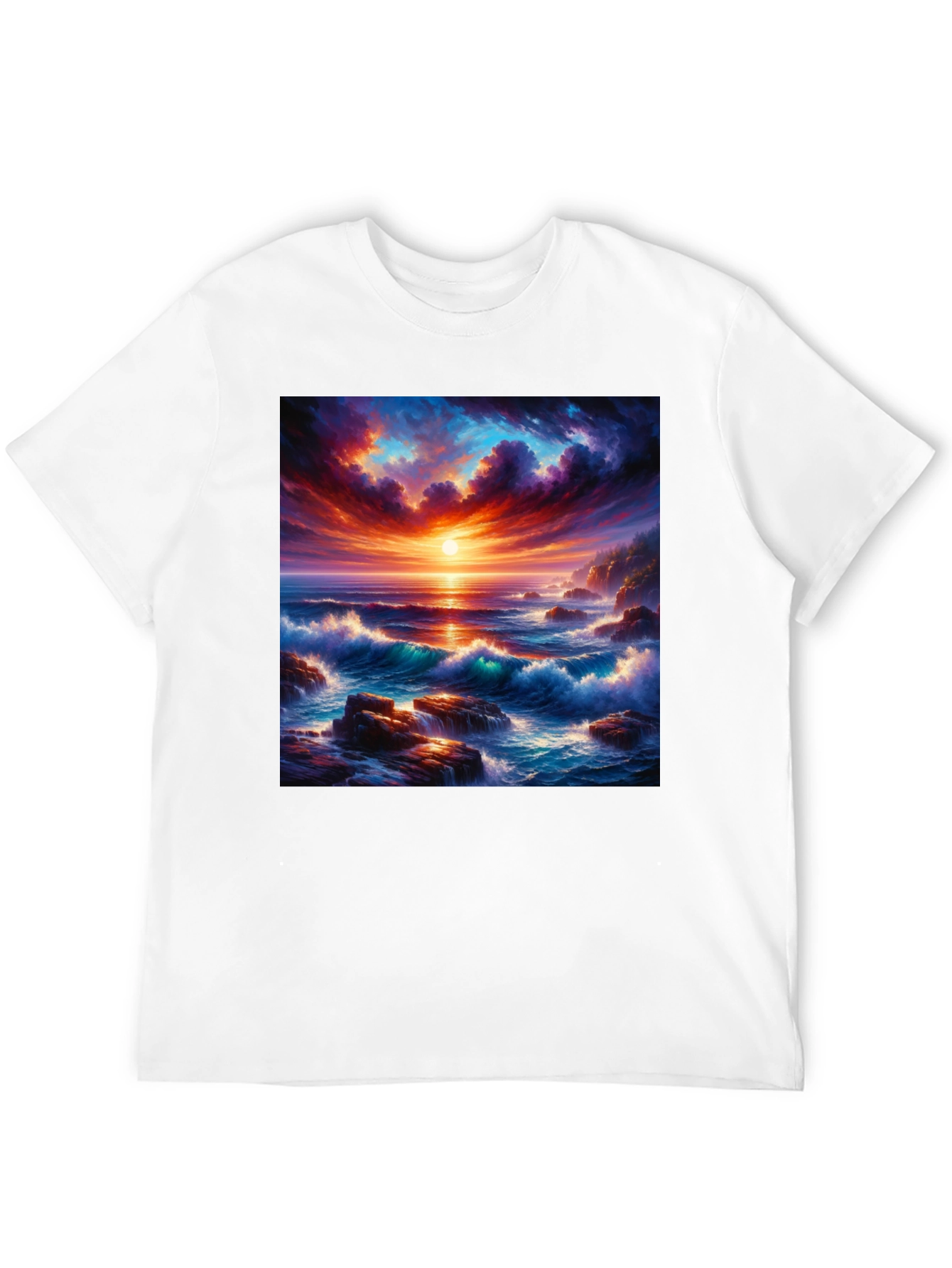 Ocean Sunset Graphic Tee - Stunning Wave Design