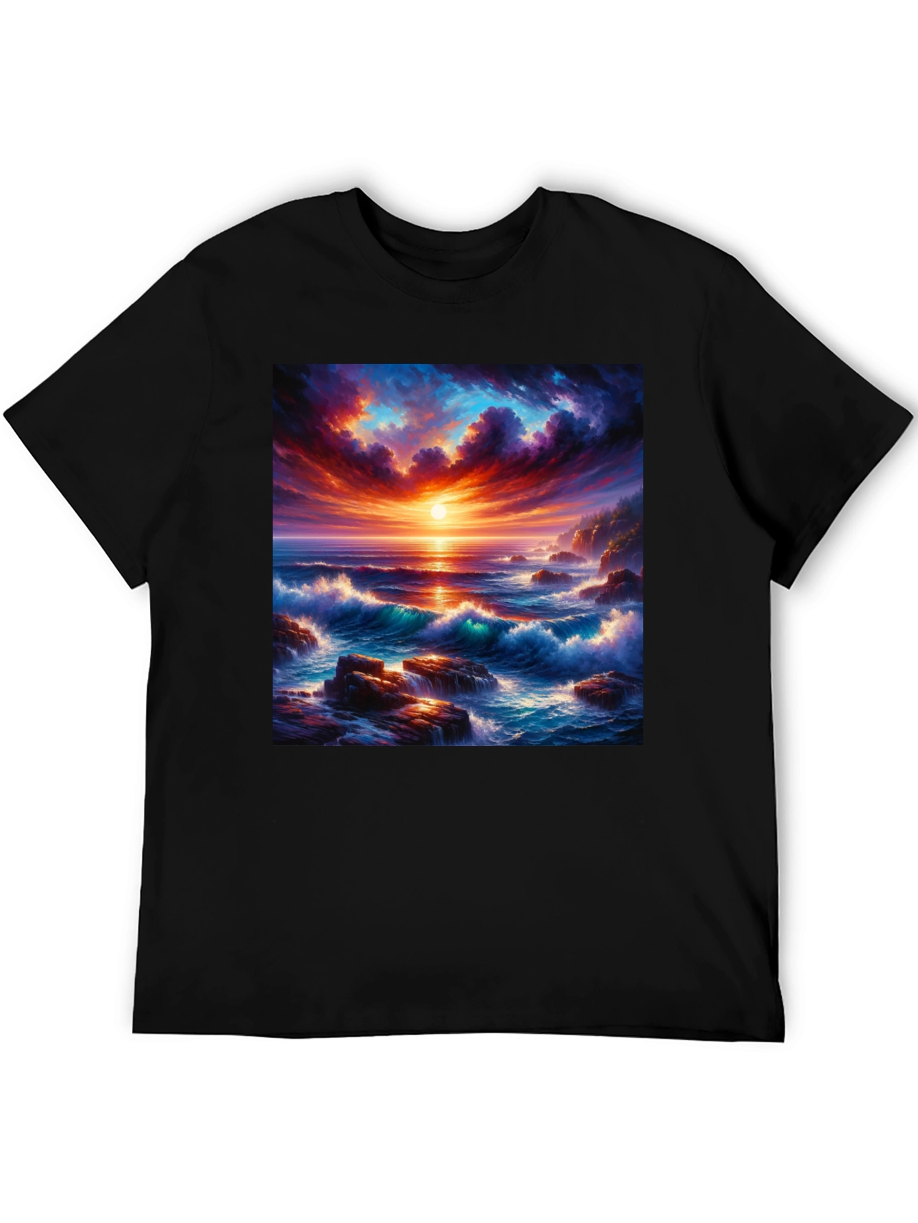 Ocean Sunset Graphic Tee - Stunning Wave Design