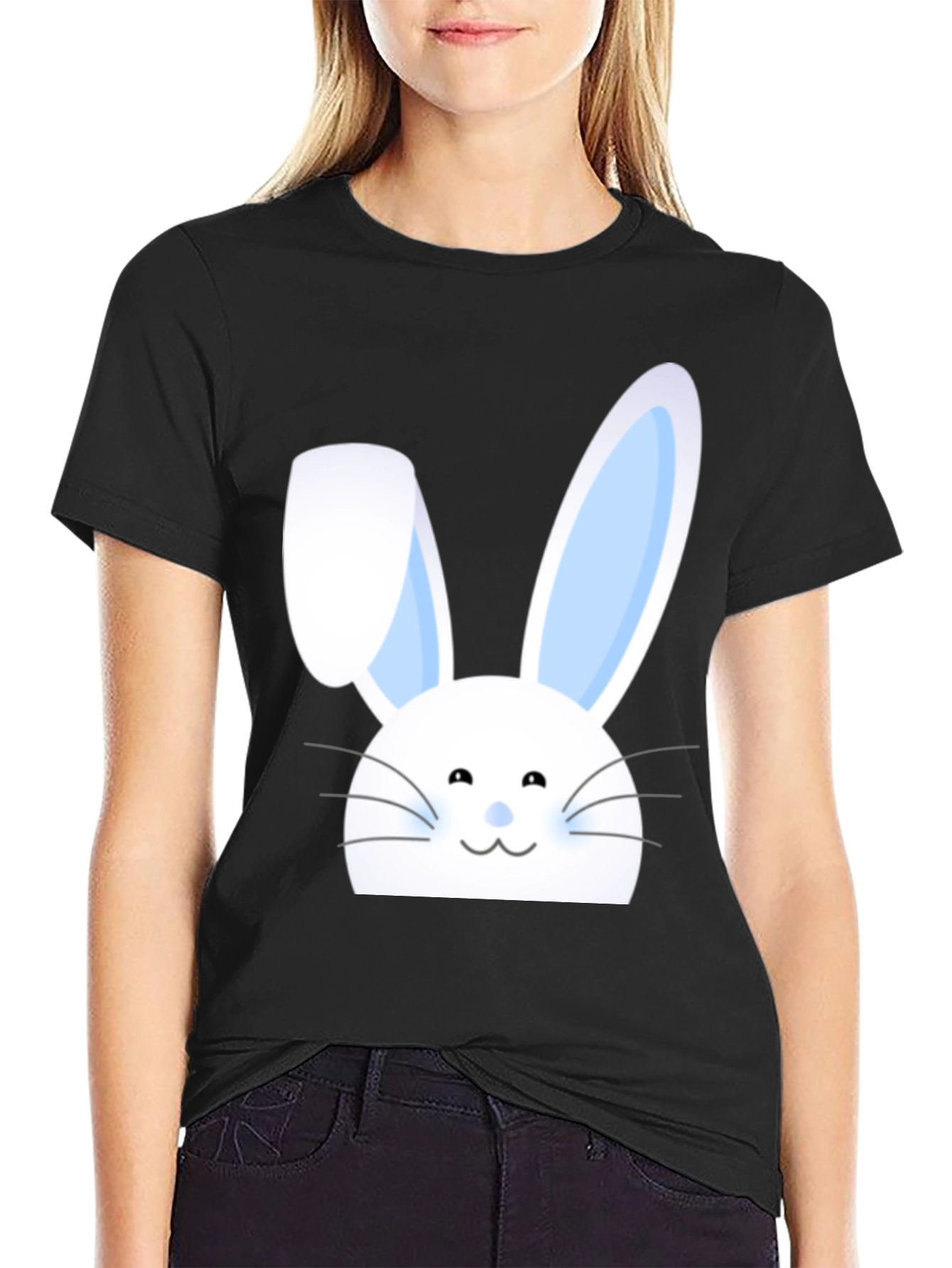 Funny Easter Bunny T-Shirt - Mens Black Cotton Tee