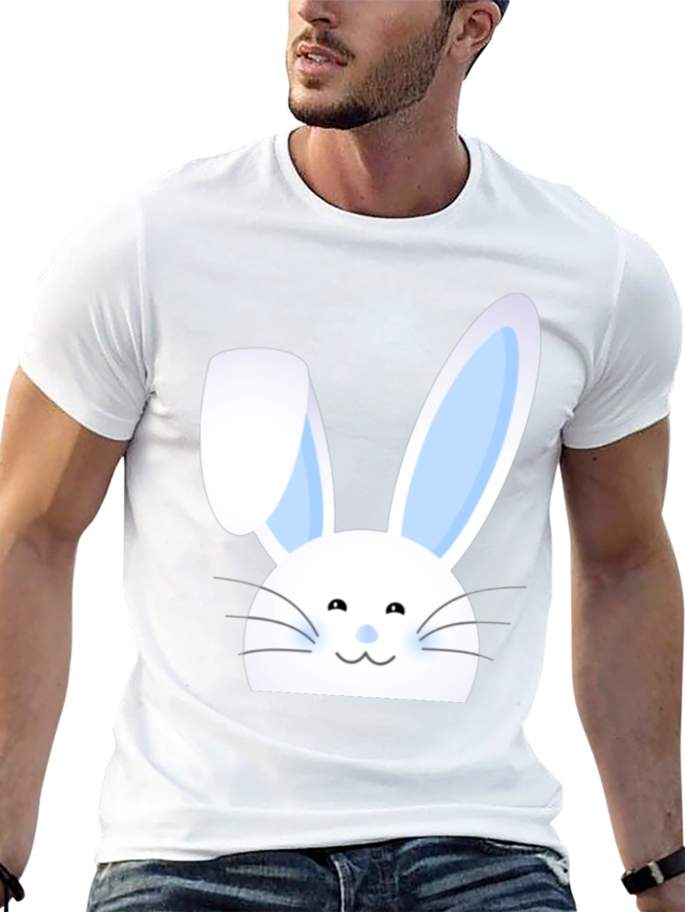 Funny Easter Bunny T-Shirt - Mens Black Cotton Tee