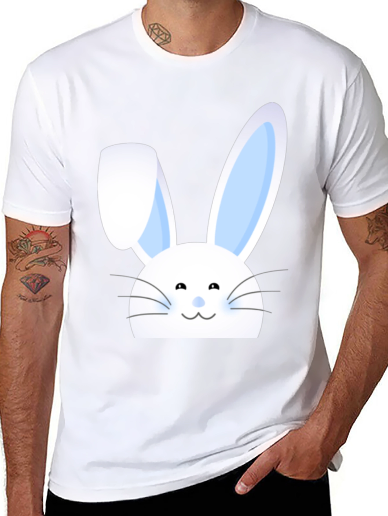 Funny Easter Bunny T-Shirt - Mens Black Cotton Tee