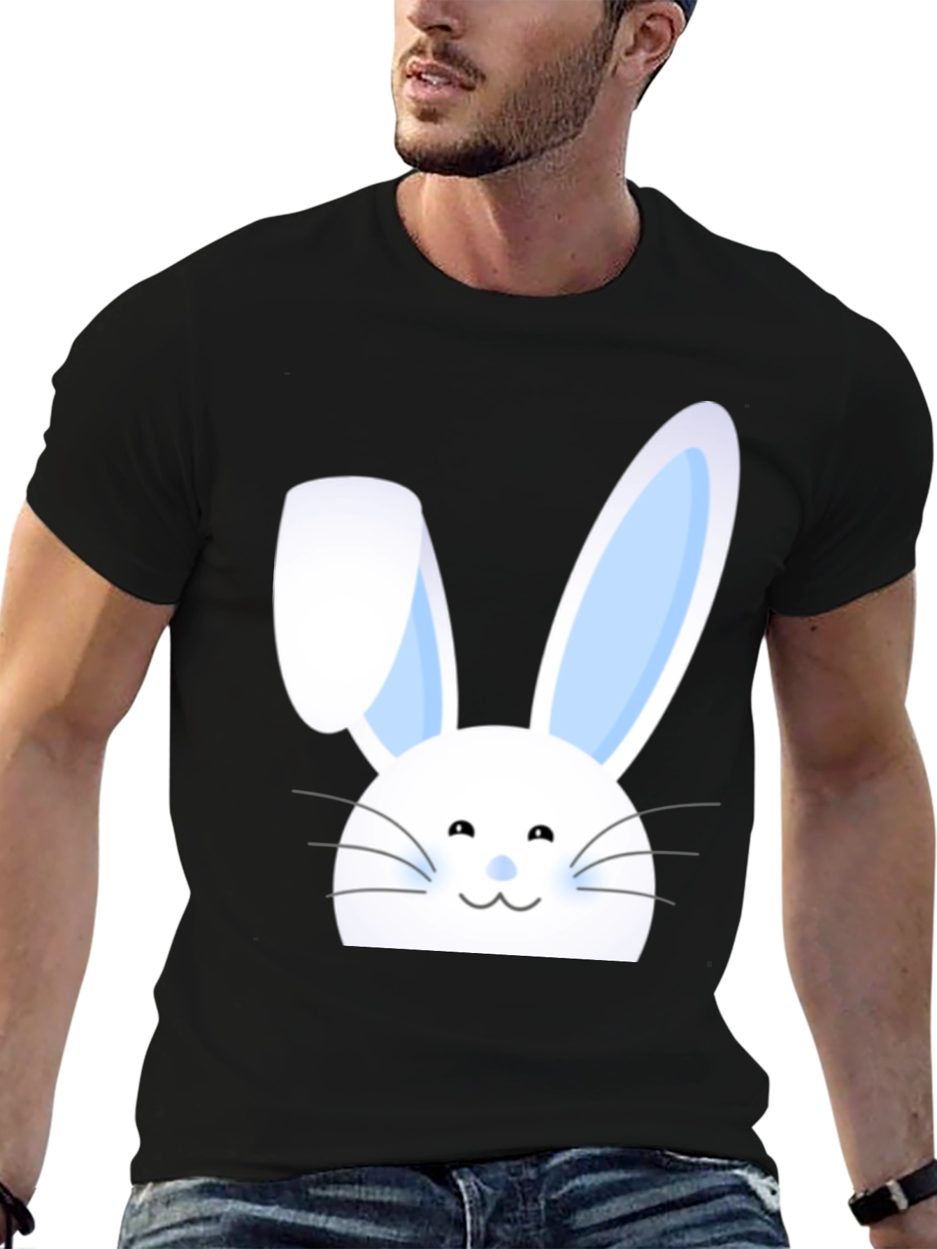 Funny Easter Bunny T-Shirt - Mens Black Cotton Tee