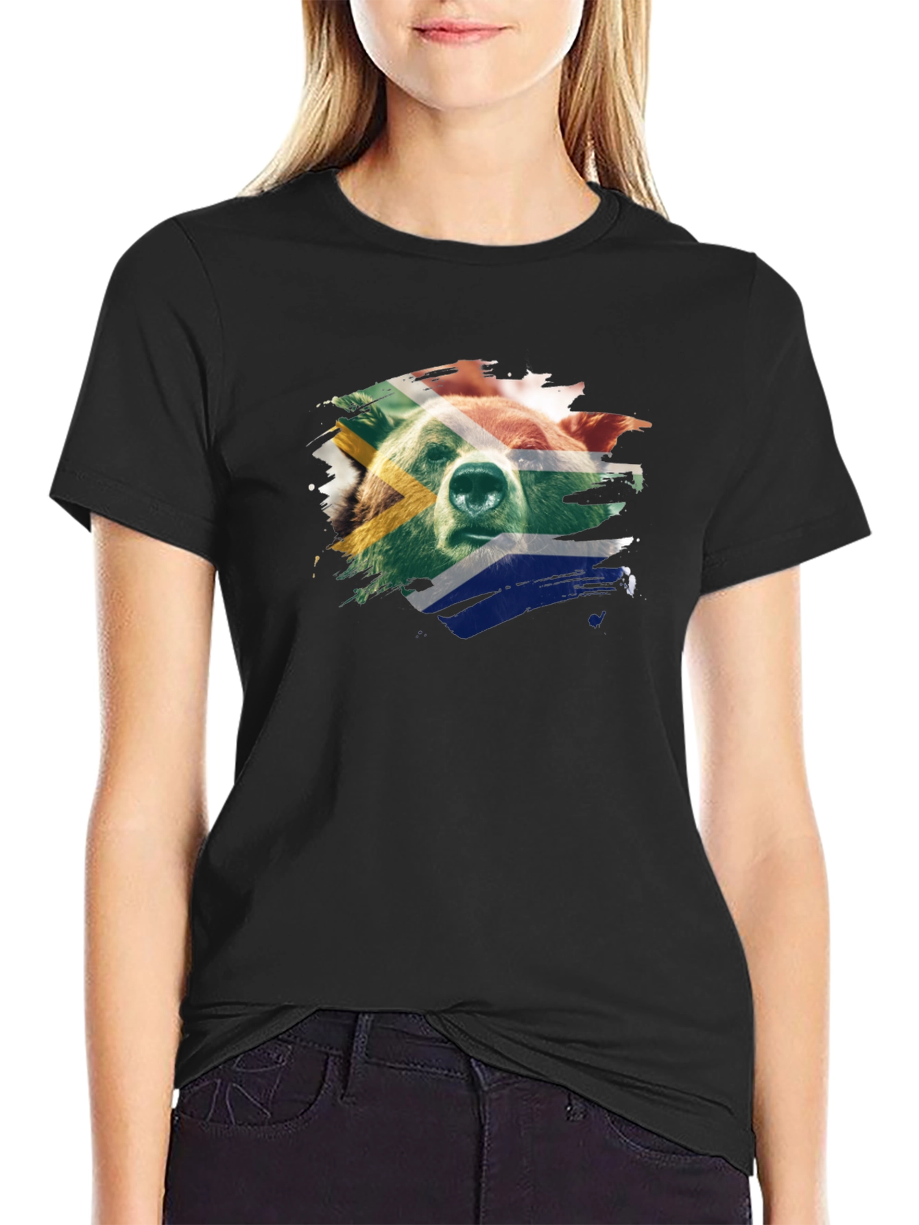 South African Bear Graphic Tee - Black
