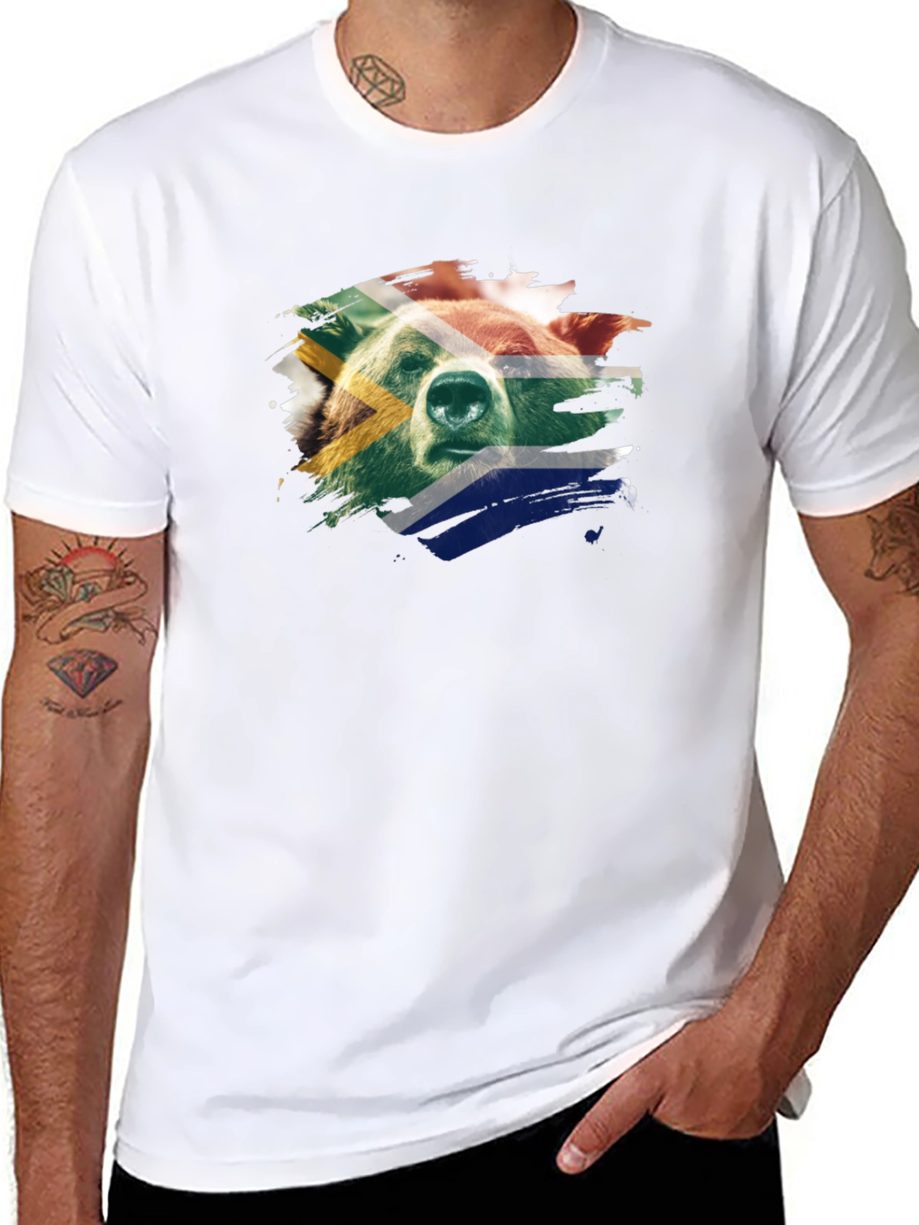 South African Bear Graphic Tee - Black