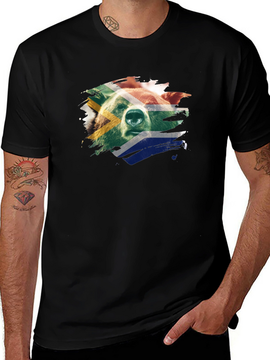 South African Bear Graphic Tee - Black