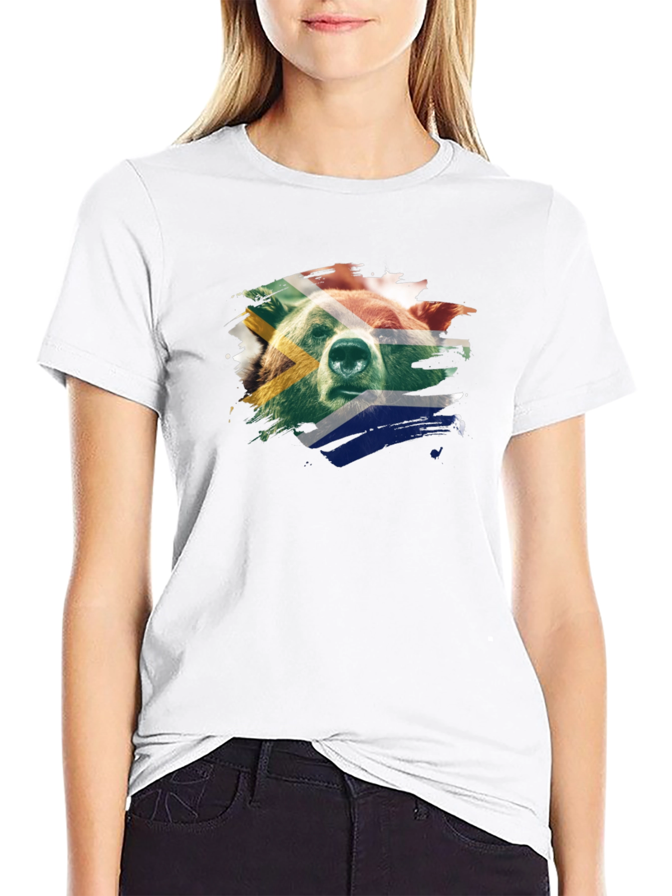 South African Bear Graphic Tee - Black