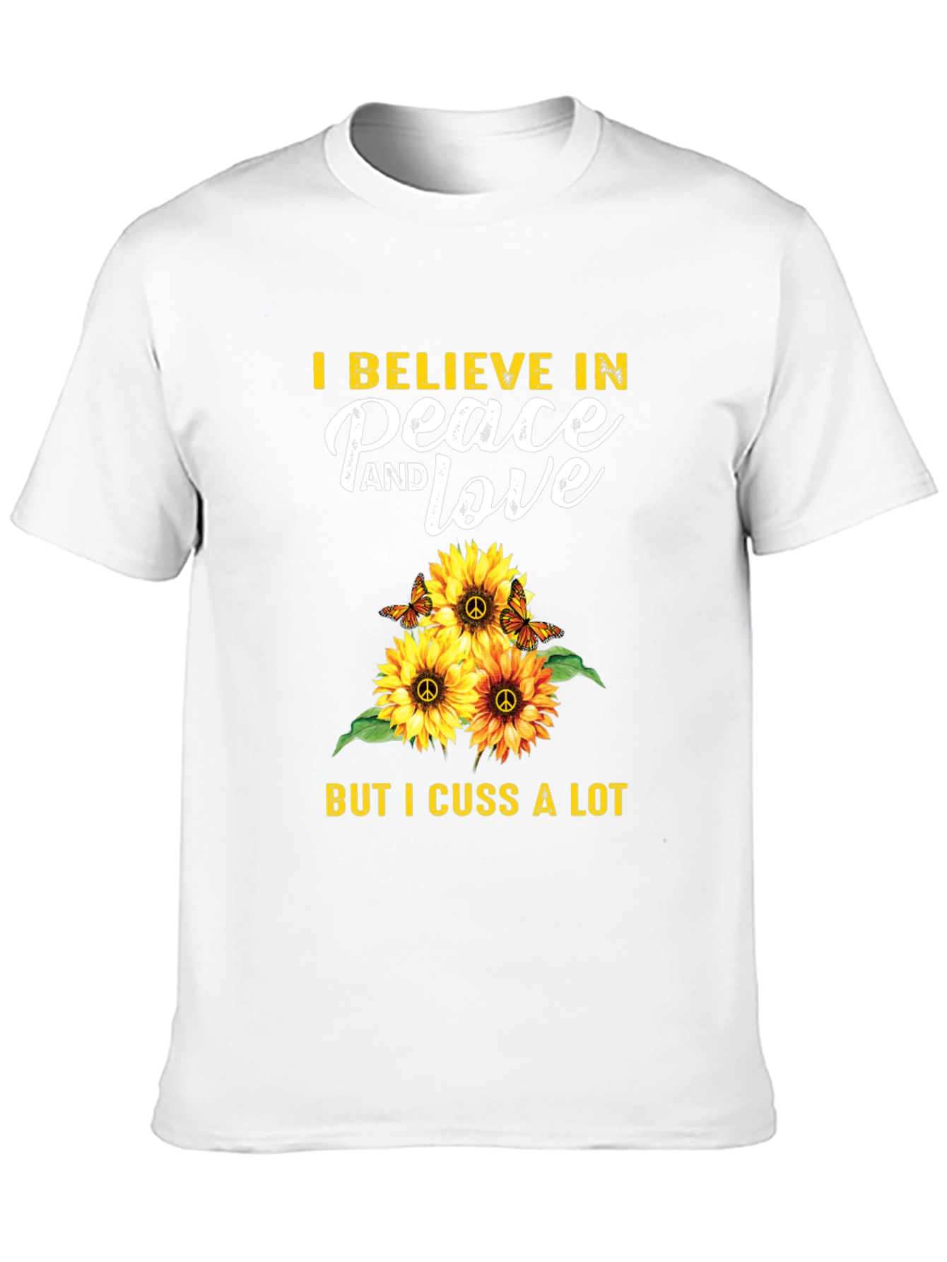 Peace Love Cuss T-Shirt Sunflower Hippie Graphic Tee