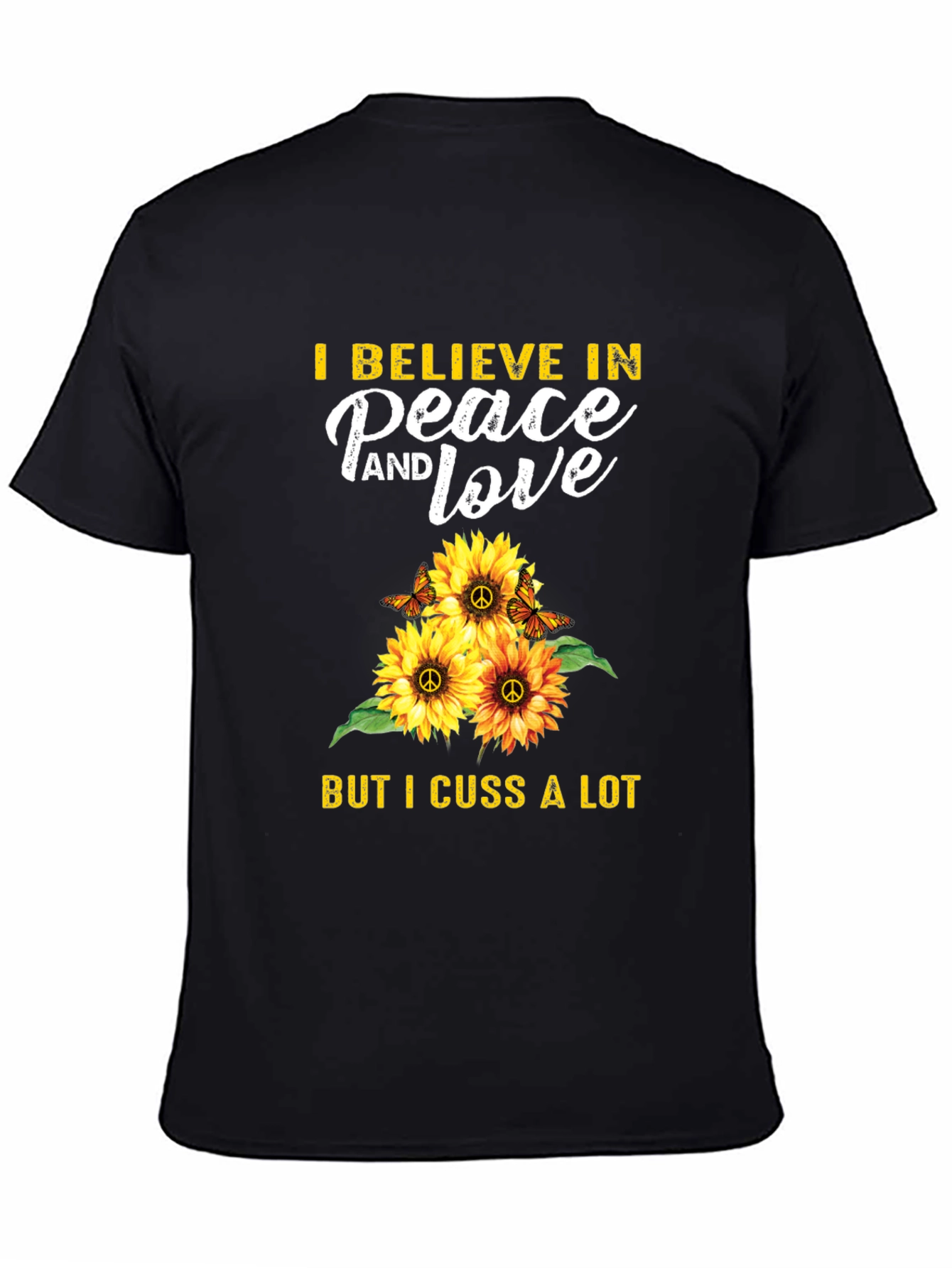 Peace Love Cuss T-Shirt Sunflower Hippie Graphic Tee