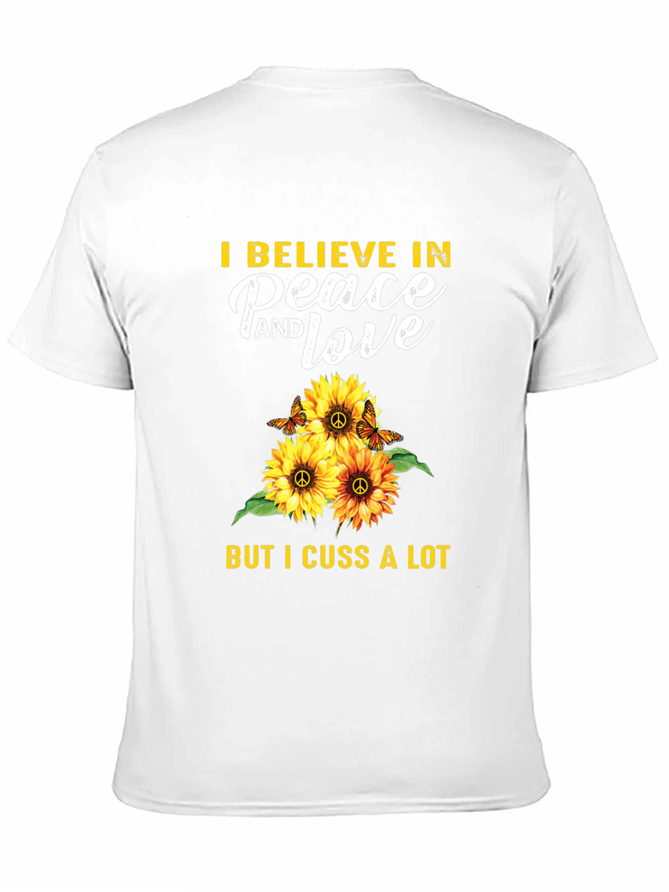 Peace Love Cuss T-Shirt Sunflower Hippie Graphic Tee